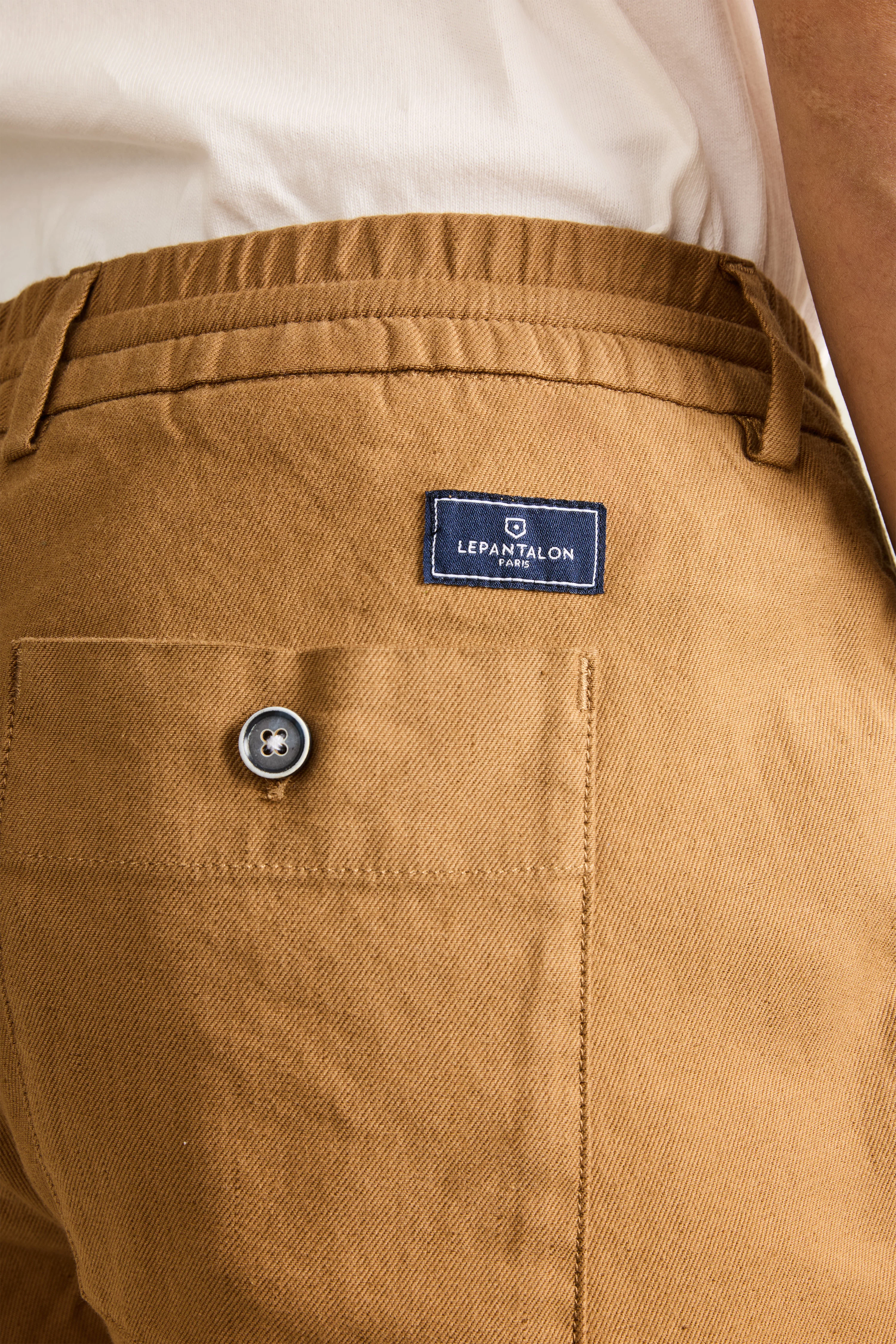 Bermuda coton-lin caramel - Image 6