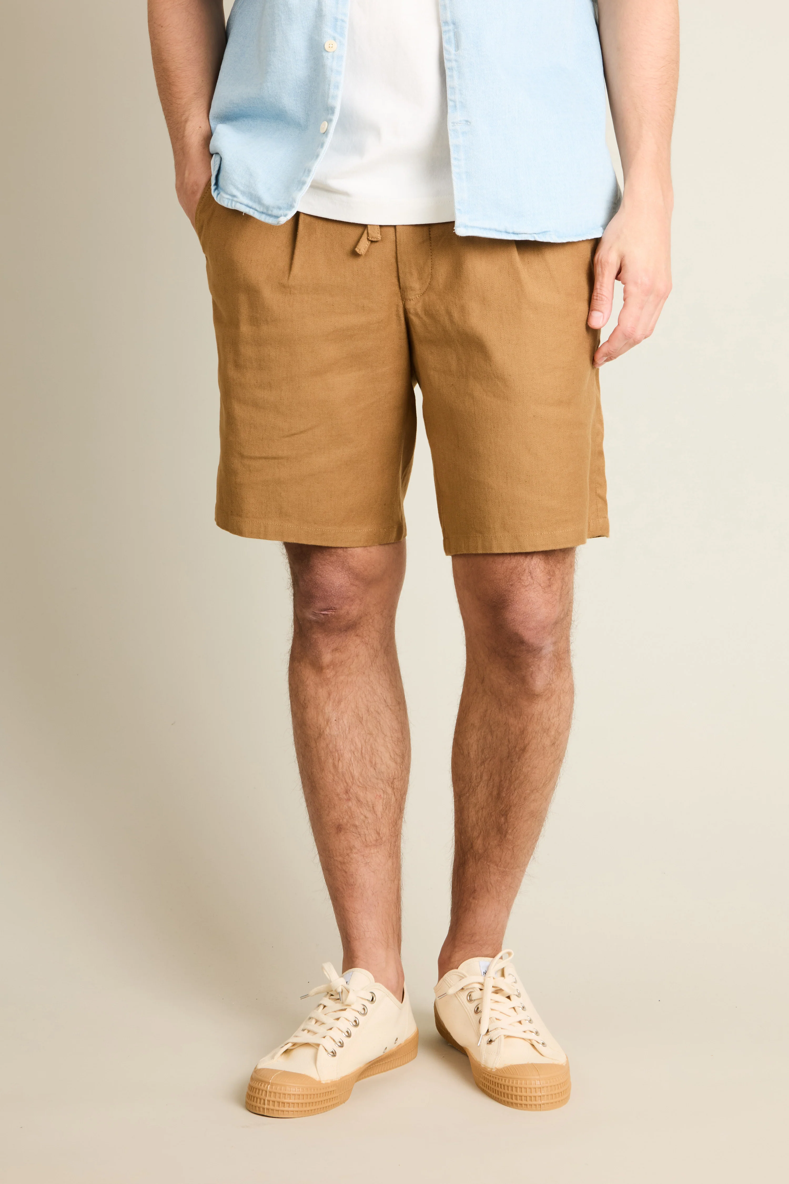 Bermuda coton-lin caramel - Image 8