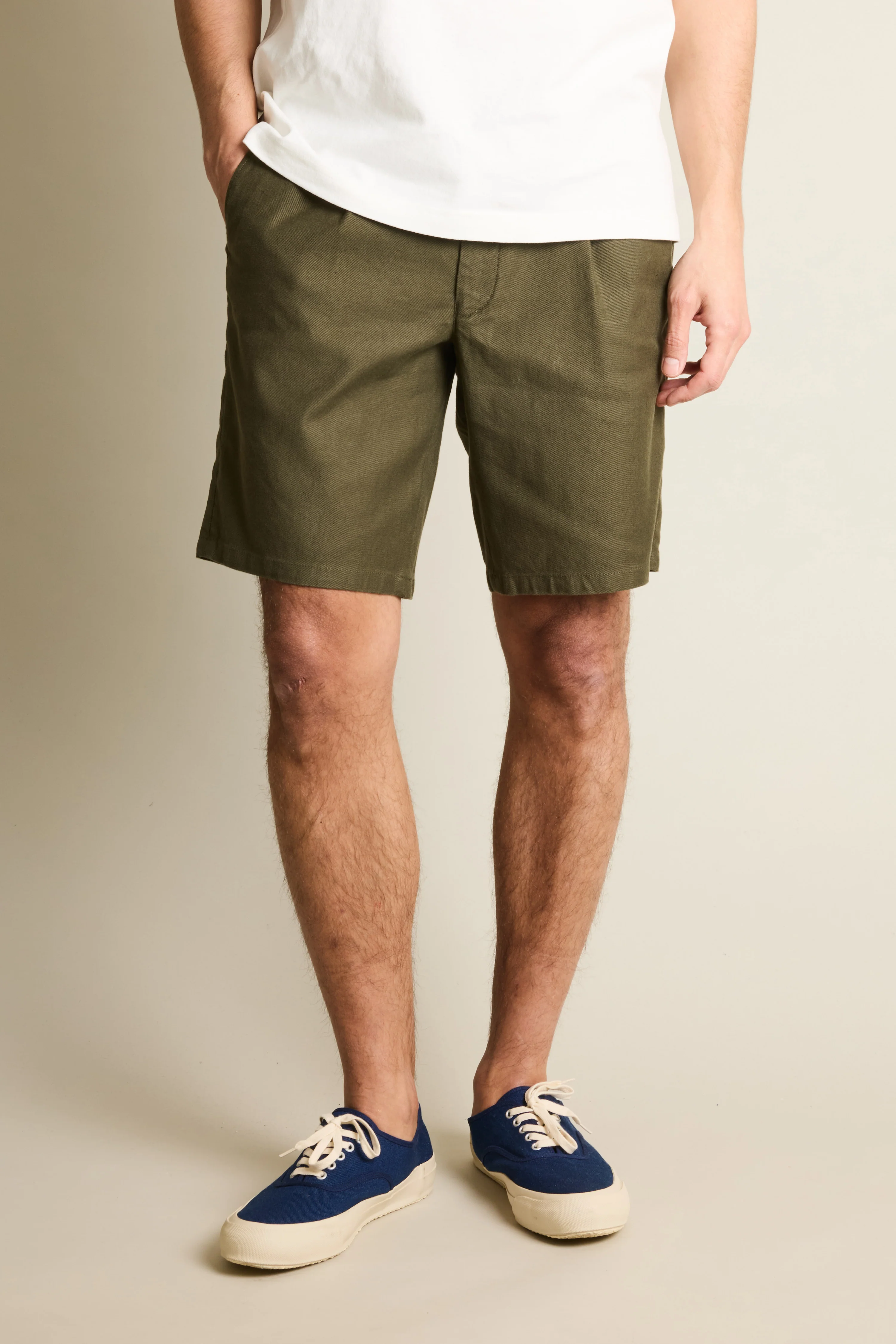 Bermuda coton-lin kaki foncé - Image 7