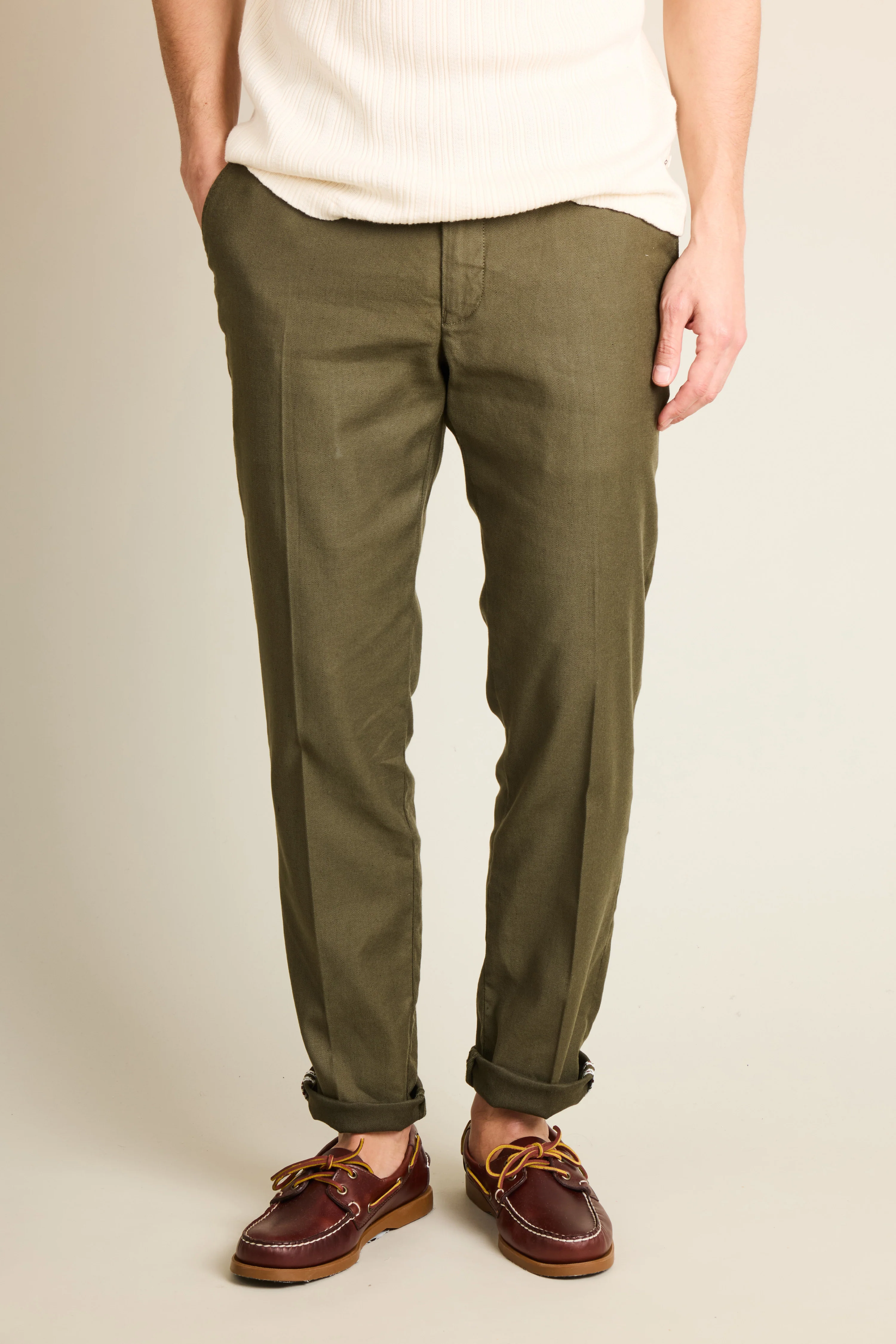 Chino coton-lin kaki foncé - Image 5