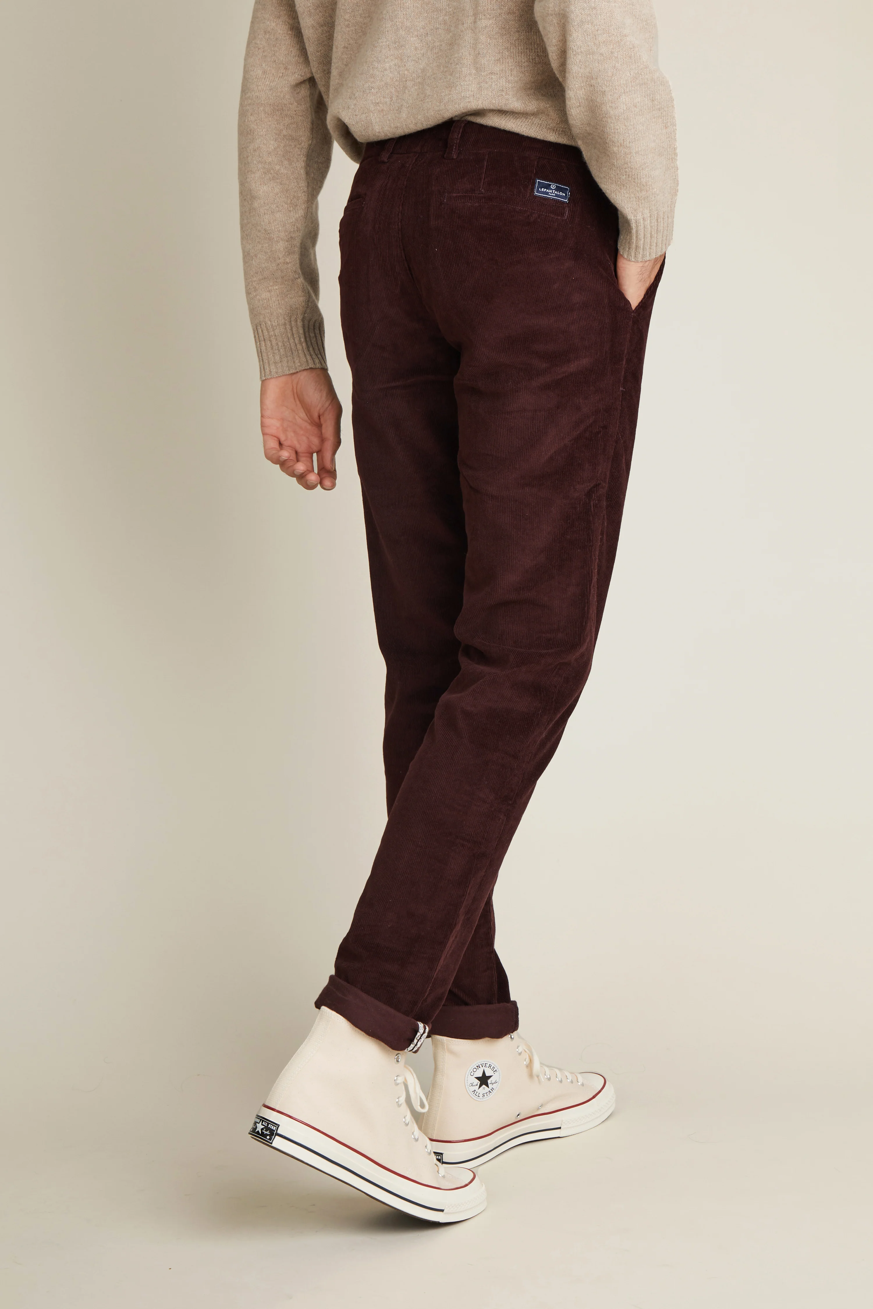 Chino velours bordeaux - Image 4