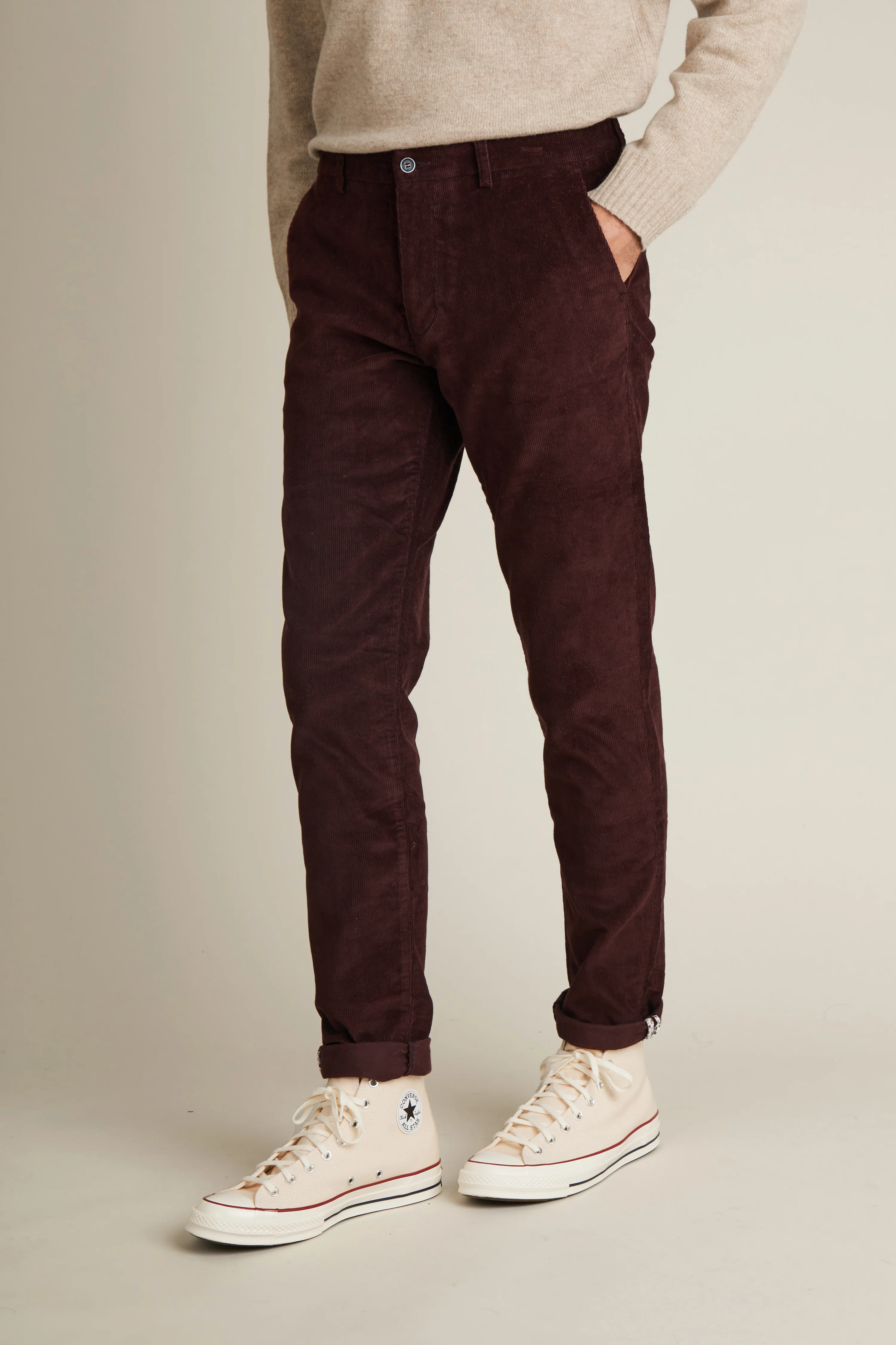 Chino velours bordeaux - Image 5