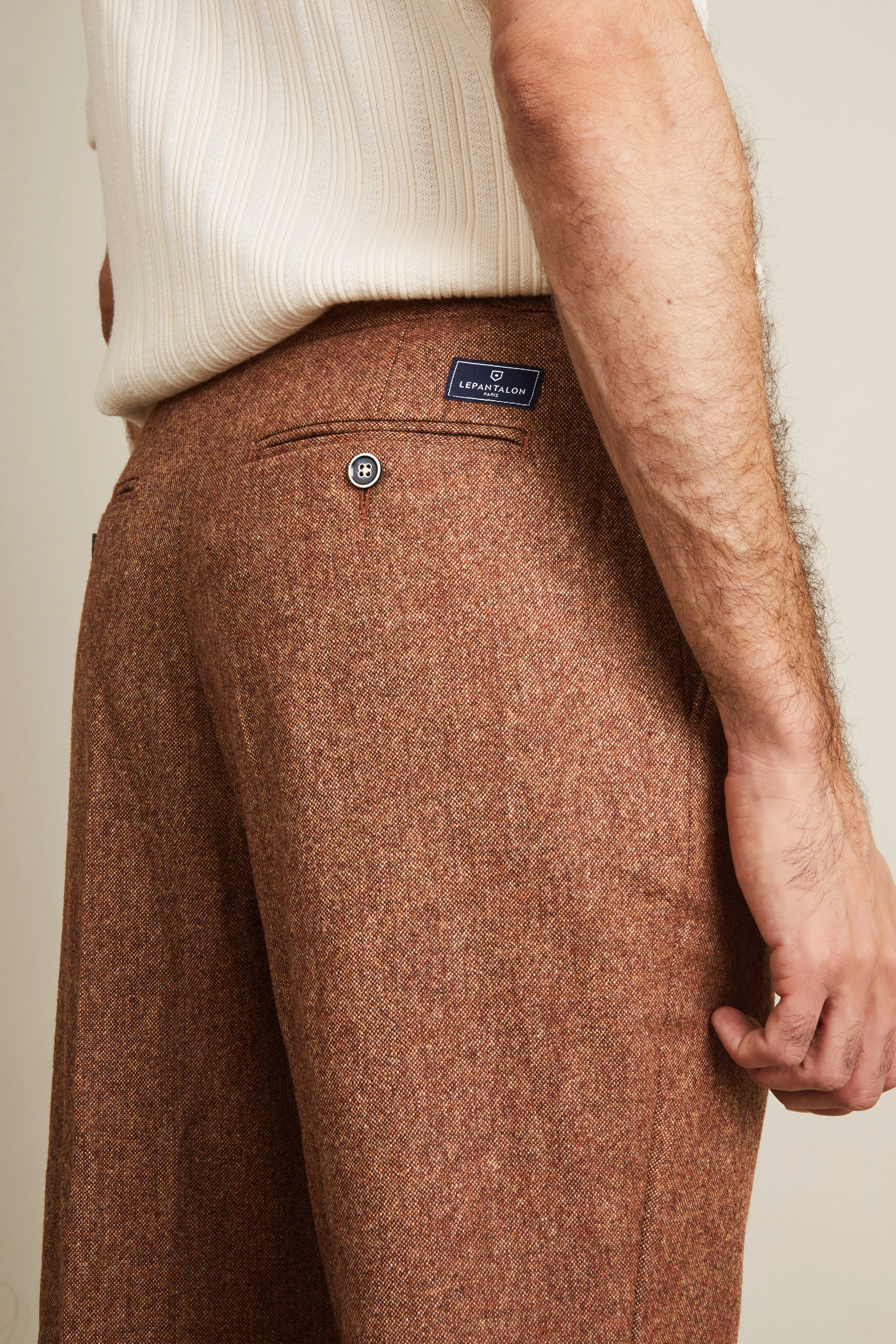 Pantalon patte de serrage laine terracotta - Image 3