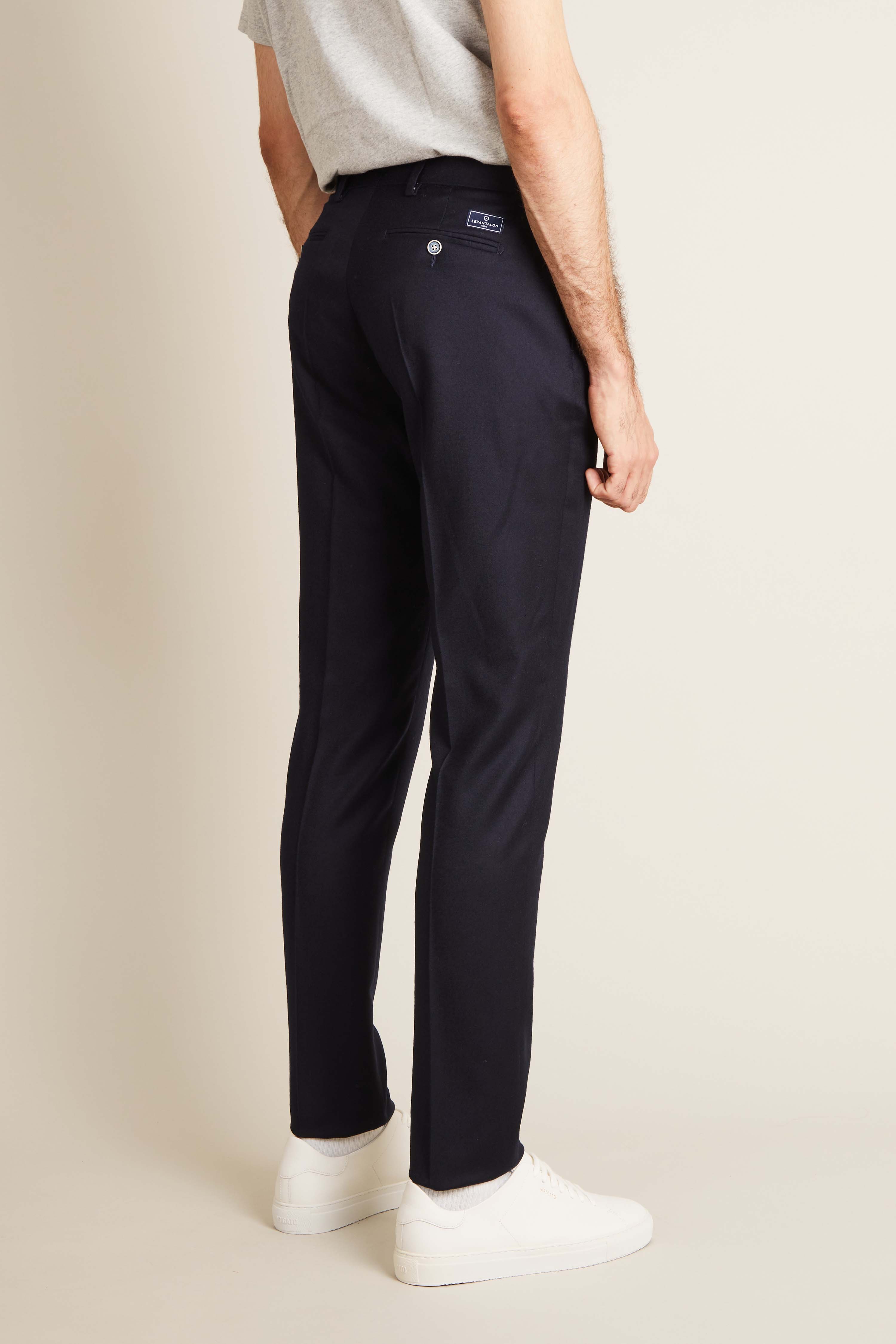 Pantalon flanelle stretch bleu marine - Image 3