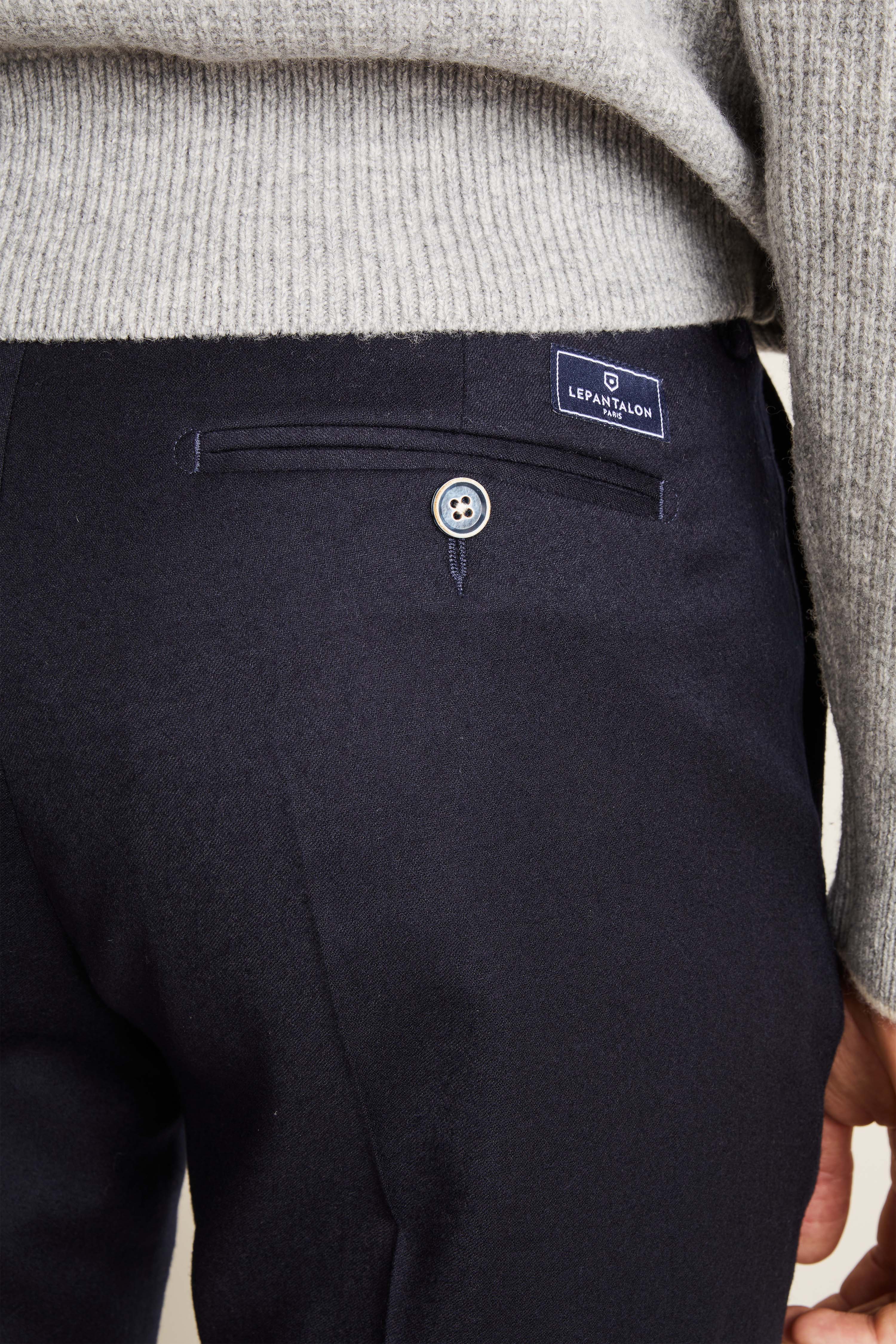 Pantalon flanelle stretch bleu marine - Image 5