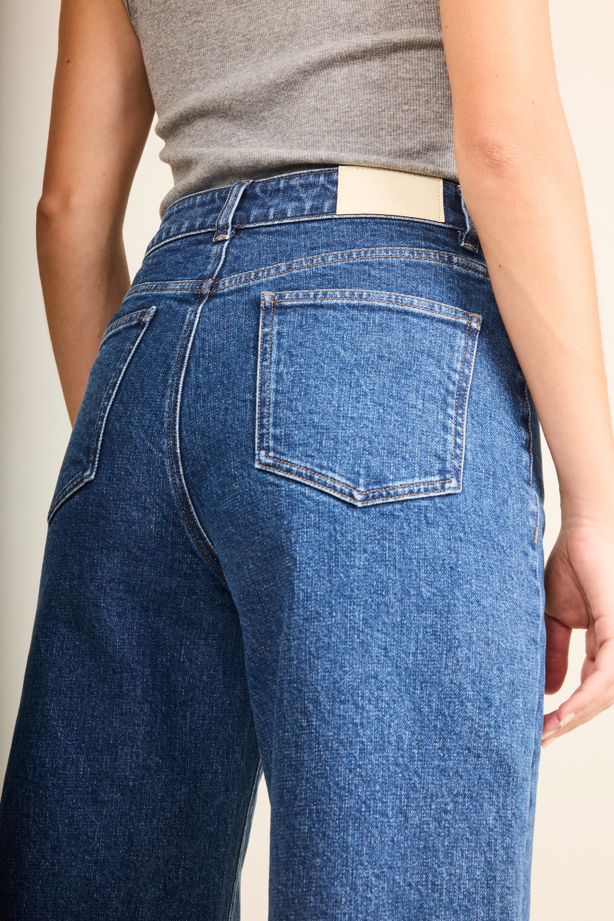 Jean wideleg poches plaquées bleu stone - Image 5