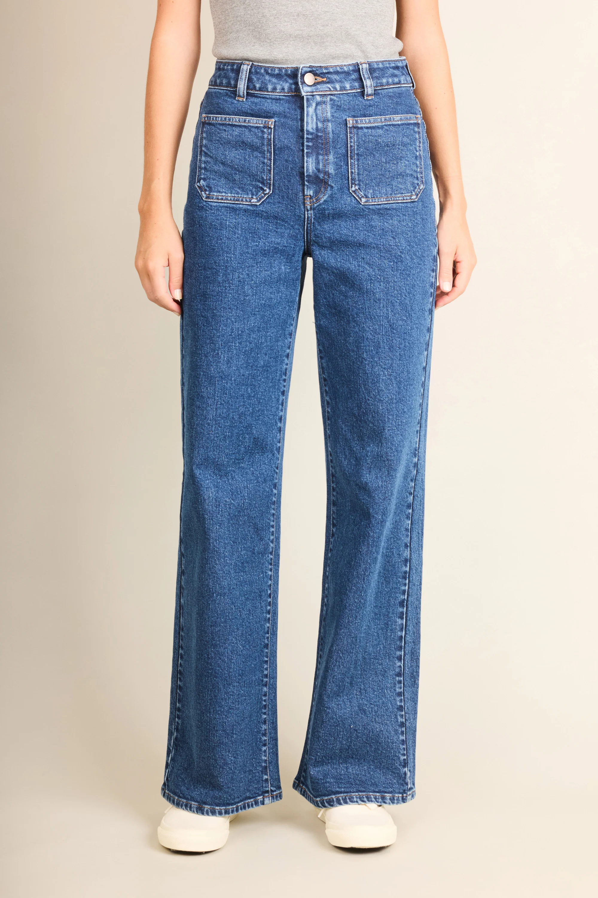 Jean wideleg poches plaquées bleu stone - Image 7