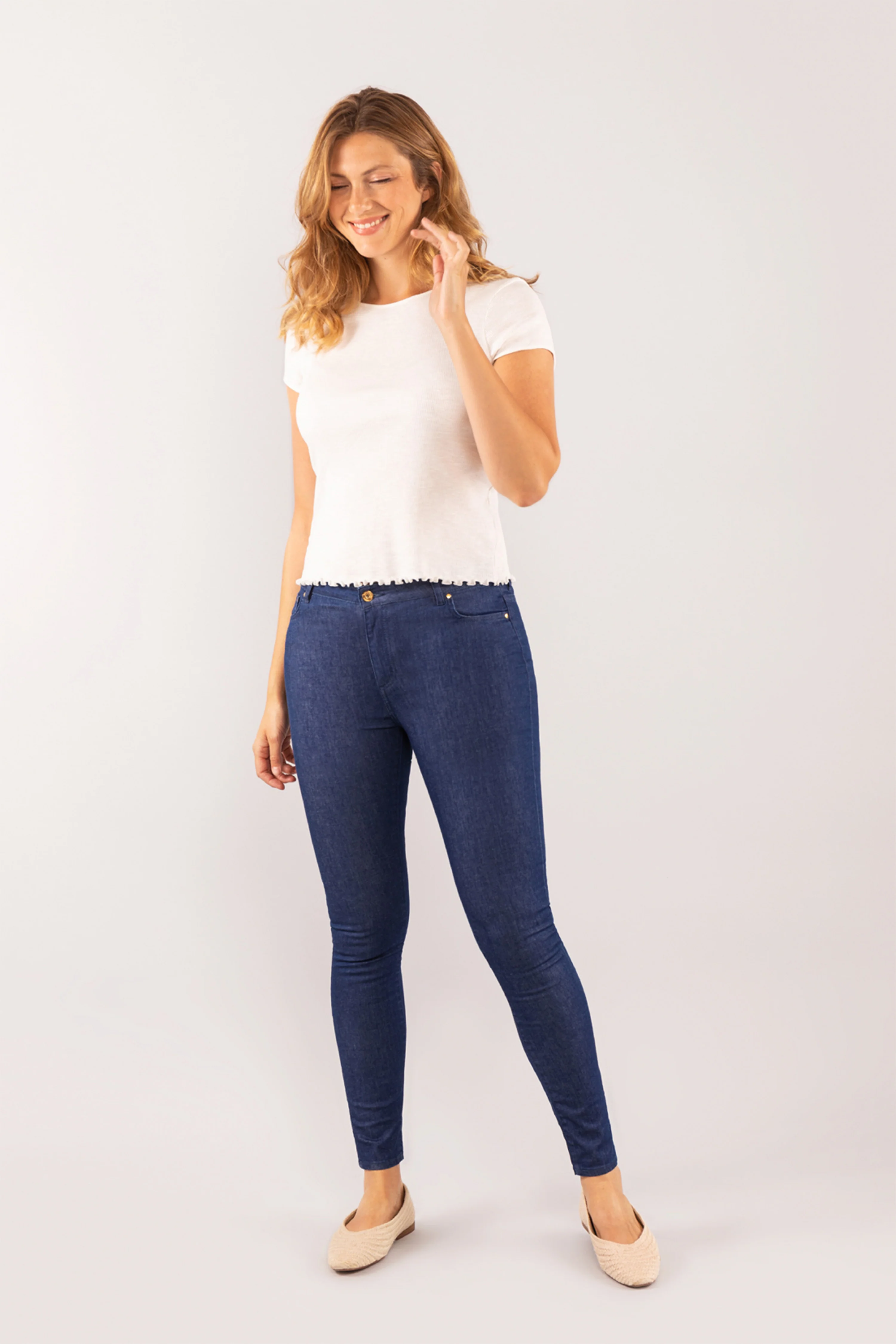 Jean Slim taille Mi-Haute Bleu - Image 7