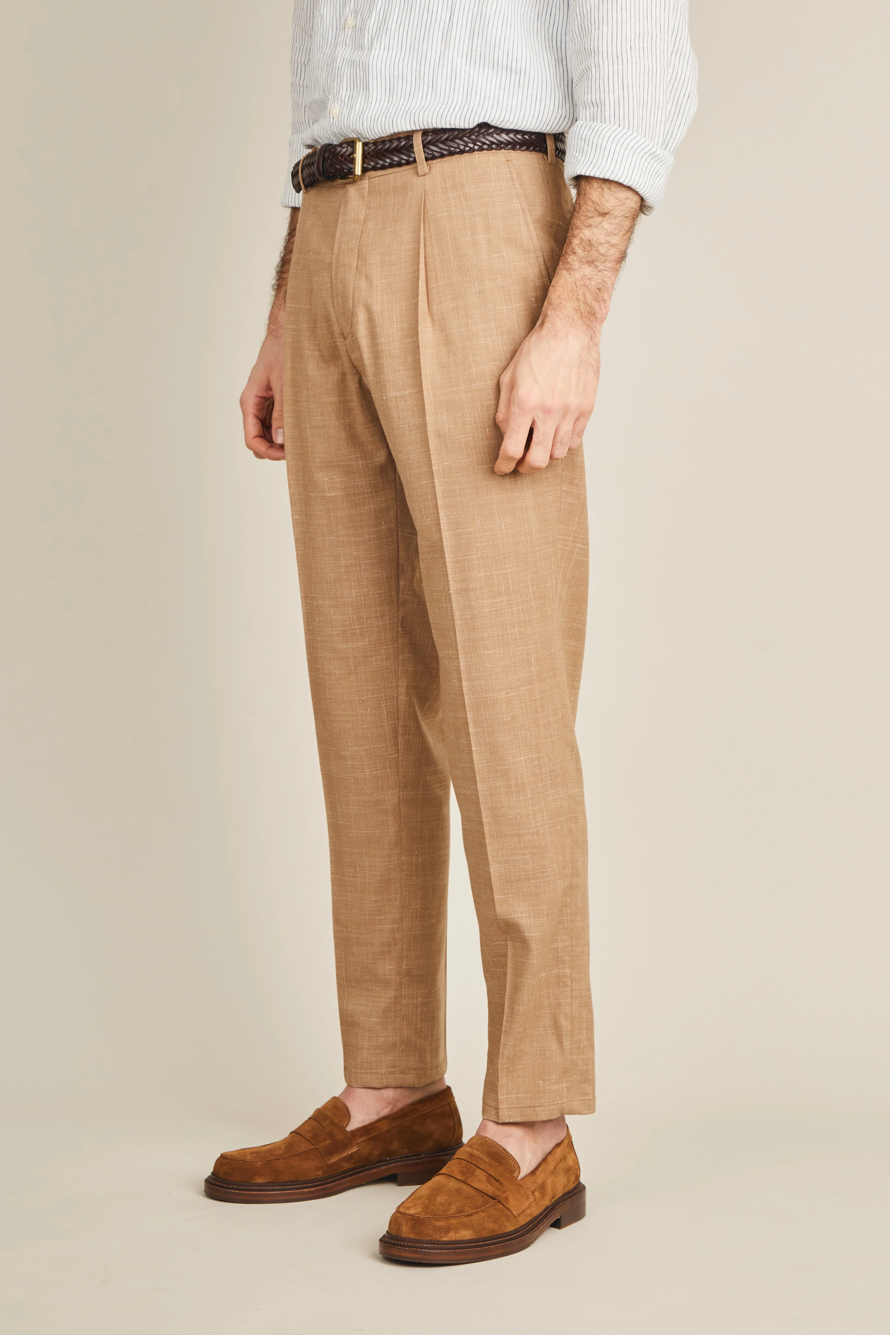 Pantalon à pinces léger brun - Image 4