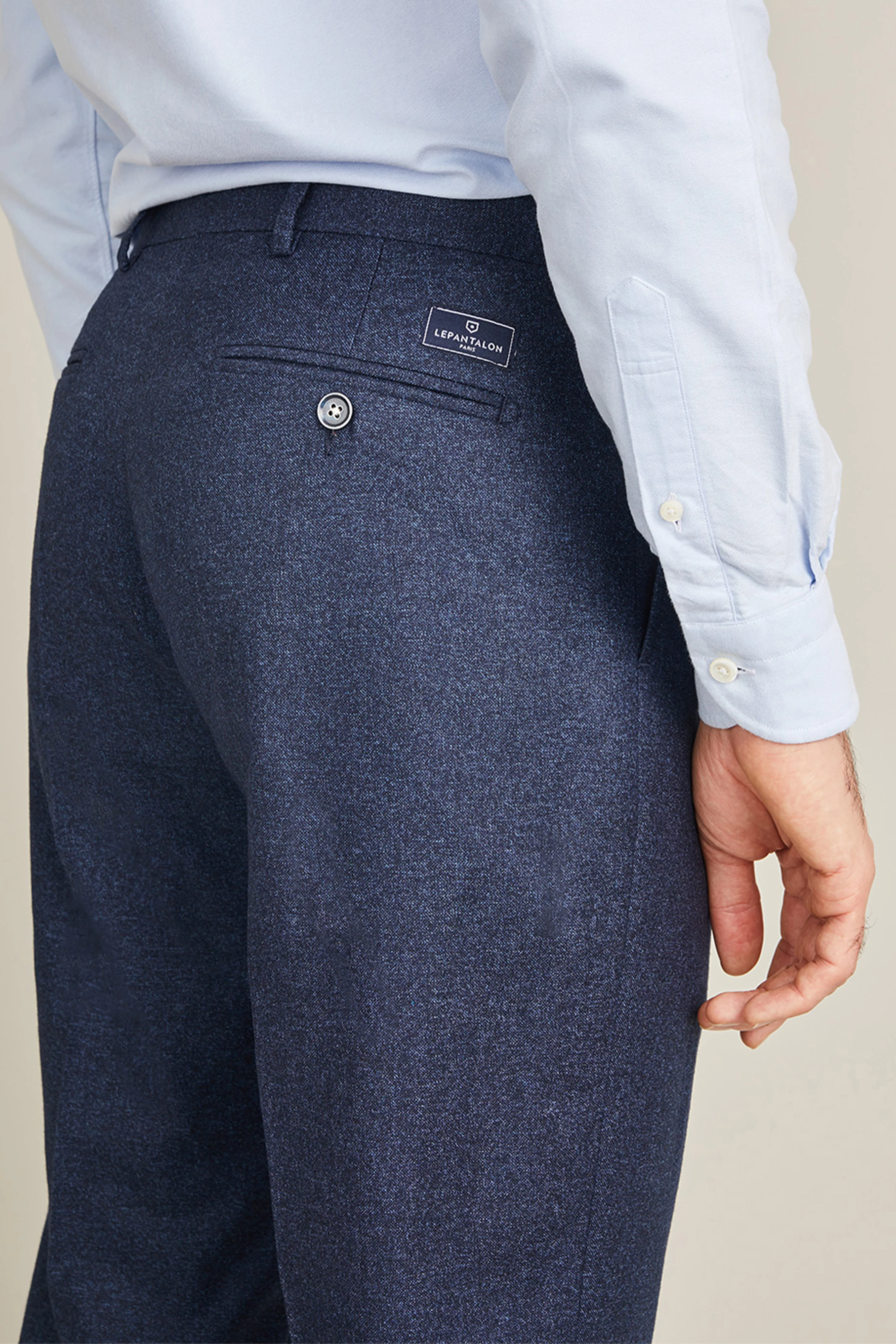 Pantalon à pinces flanelle bleu marine - Image 3