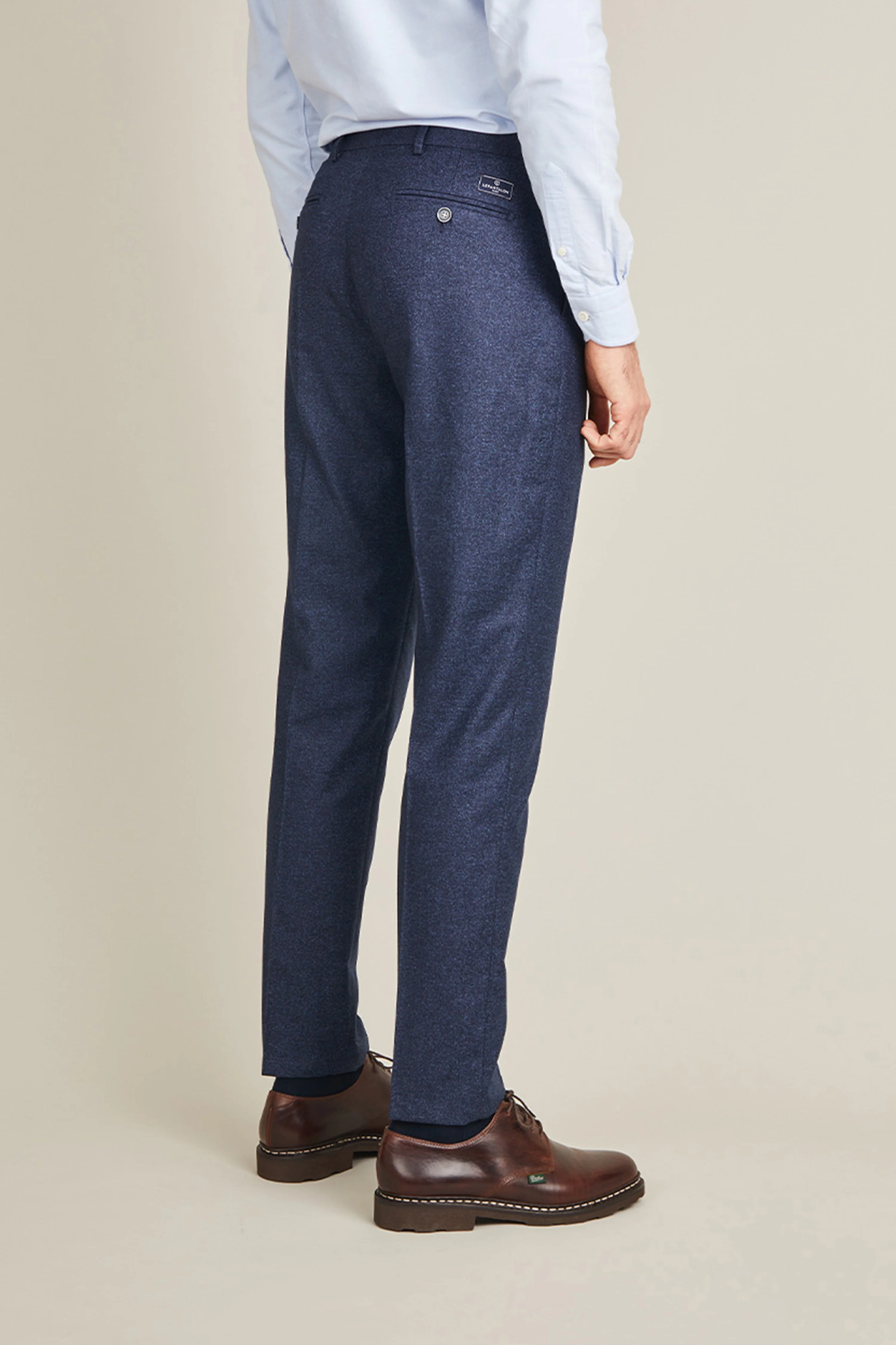 Pantalon à pinces flanelle bleu marine - Image 4