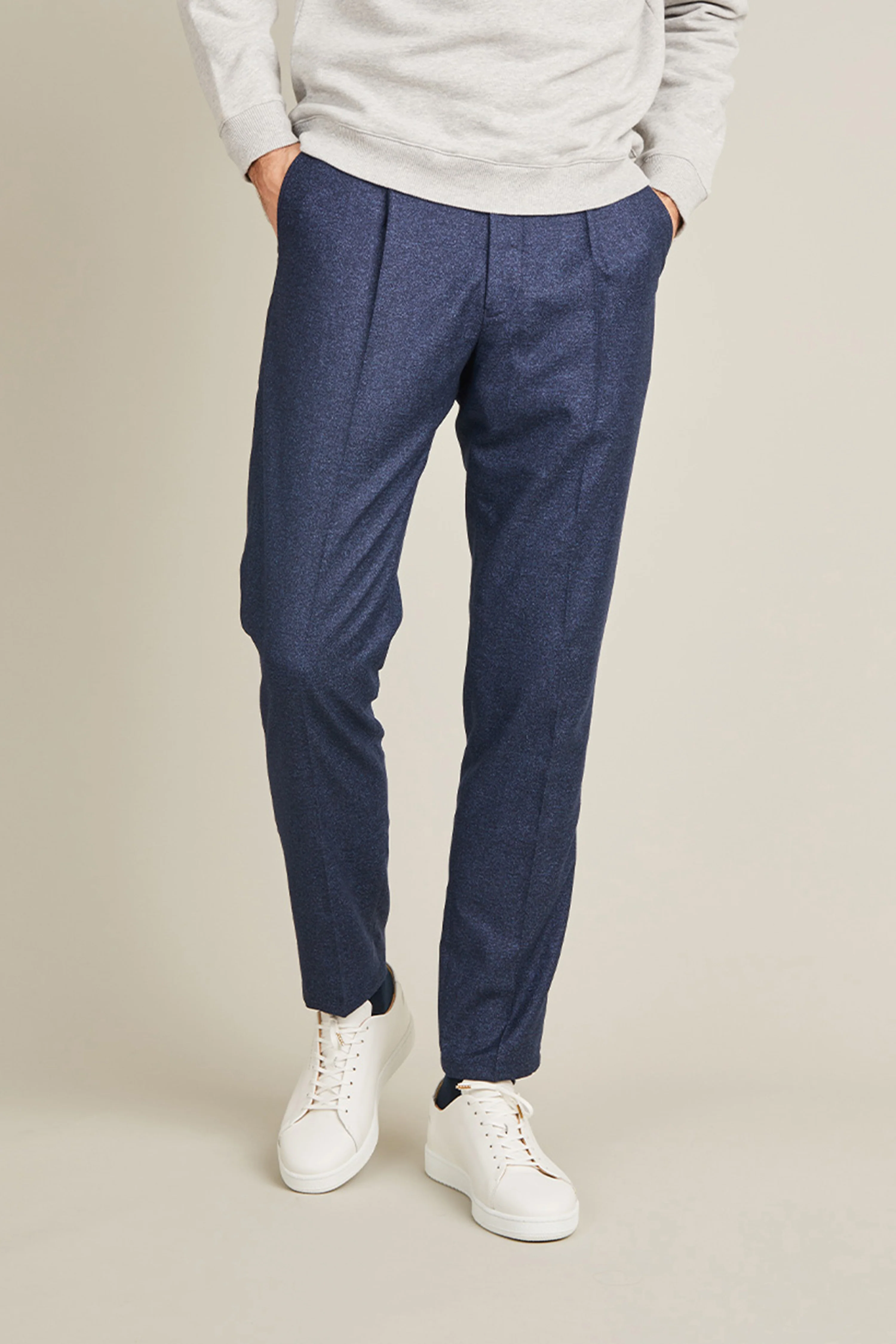 Pantalon à pinces flanelle bleu marine - Image 5