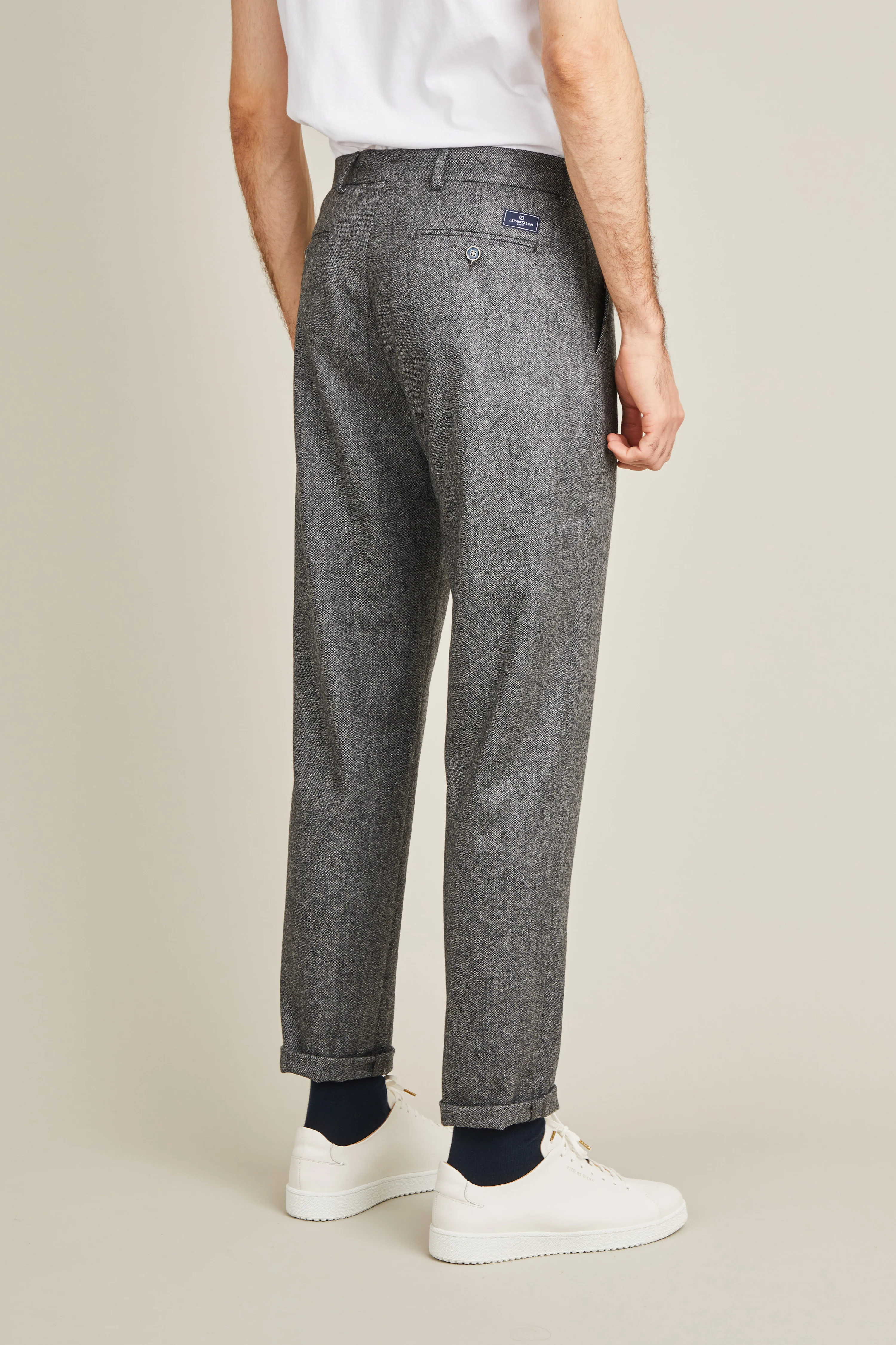 Pantalon à pinces flanelle gris anthracite - Image 4