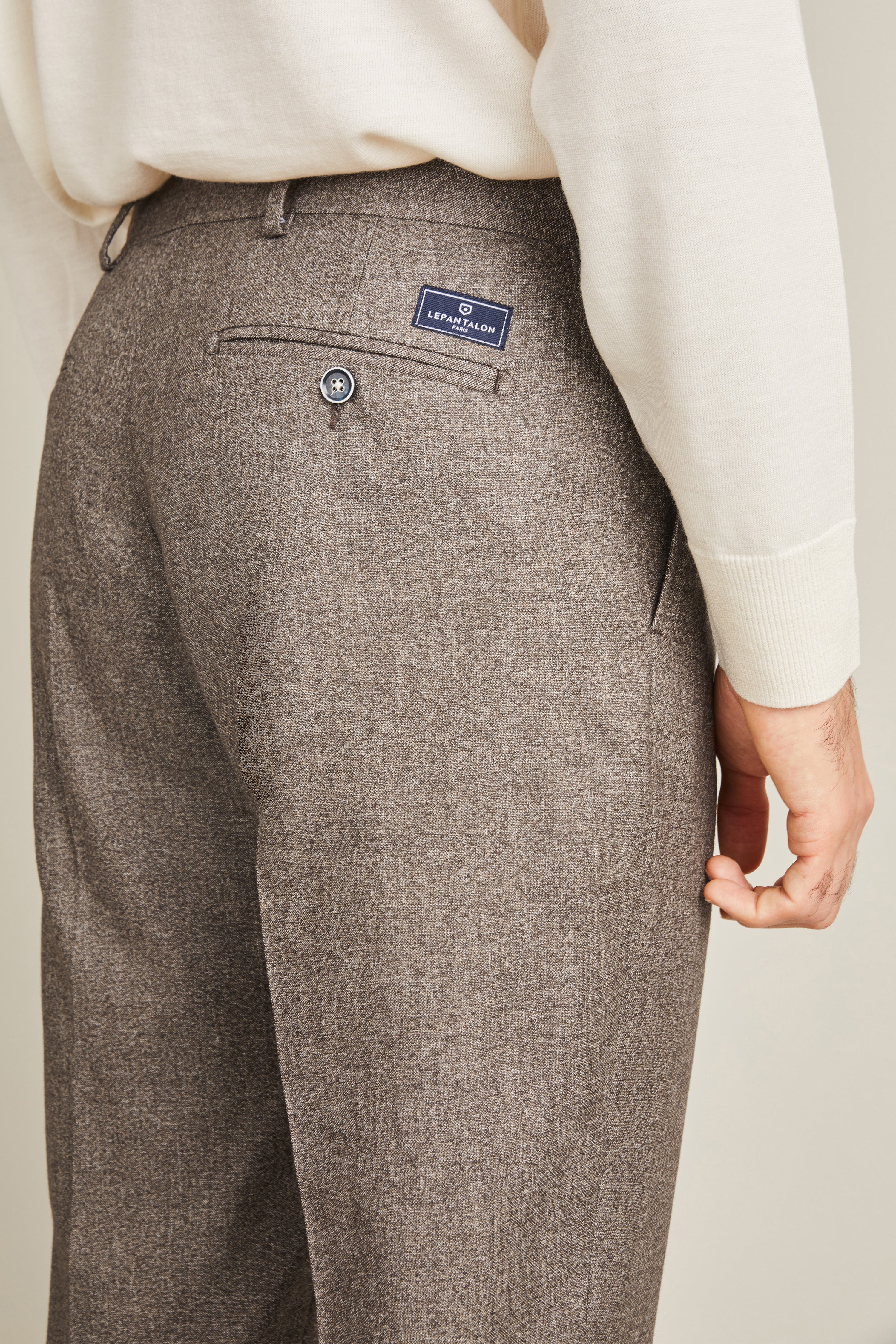 Pantalon à pinces flanelle marron - Image 3