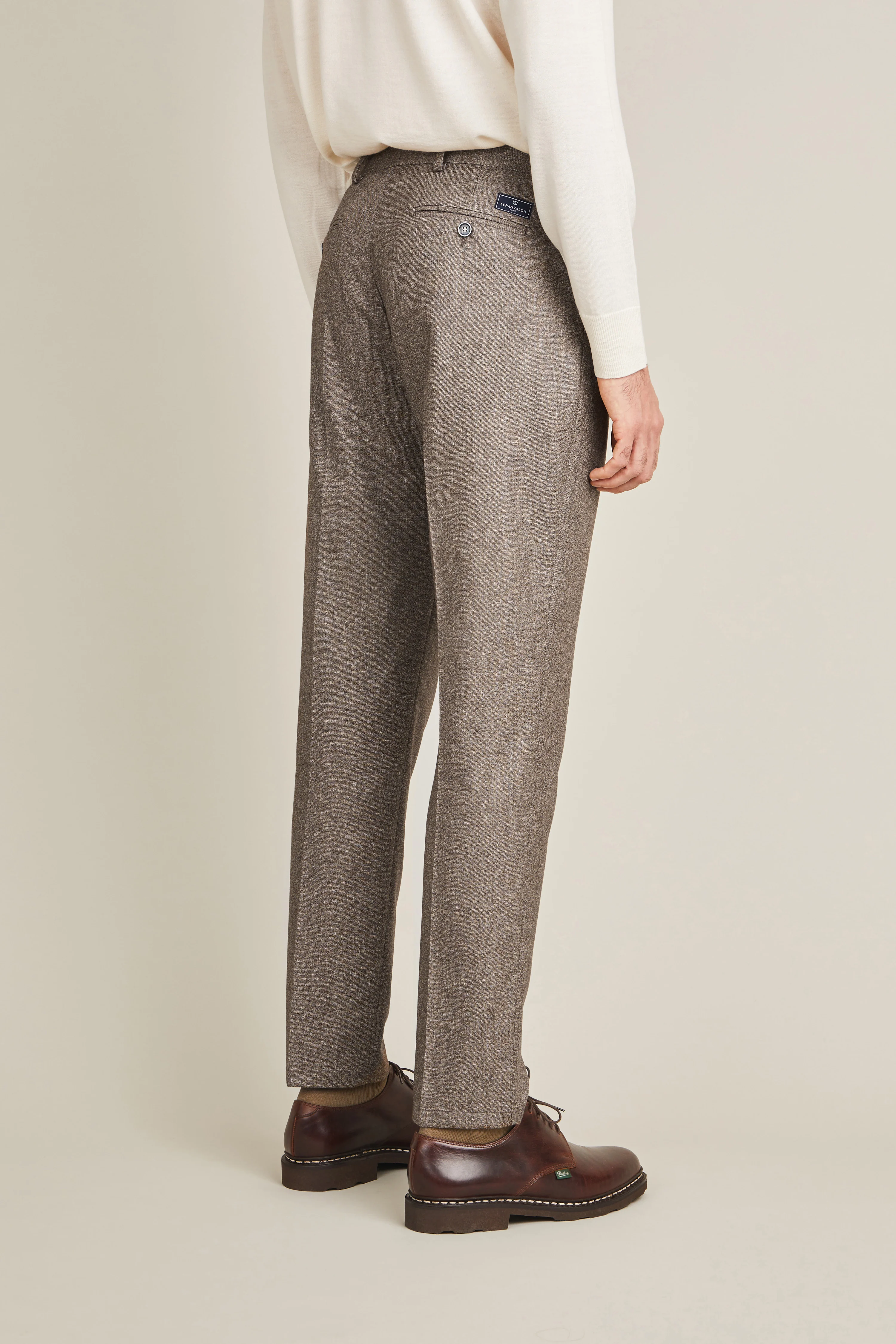 Pantalon à pinces flanelle marron - Image 4