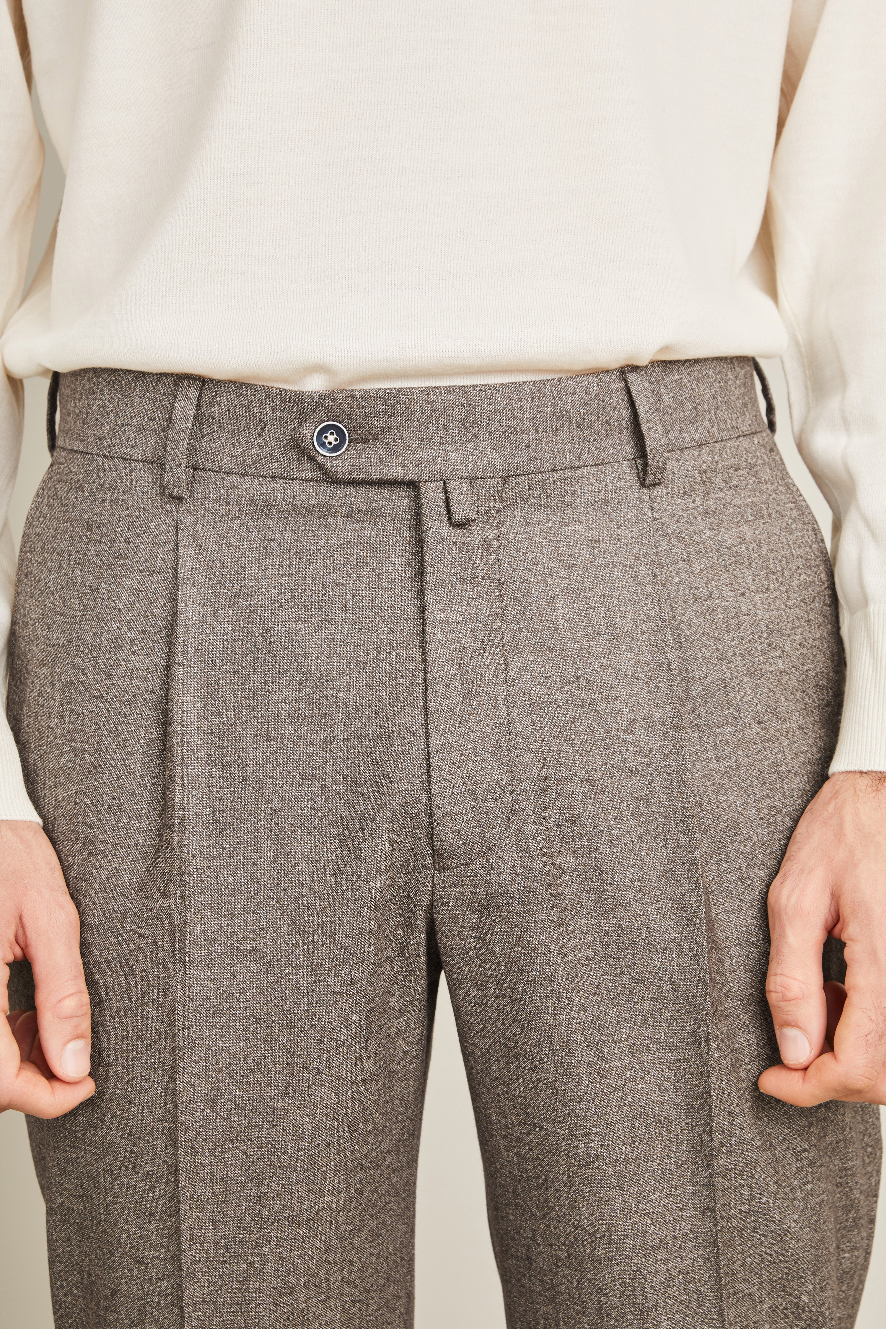 Pantalon à pinces flanelle marron - Image 7