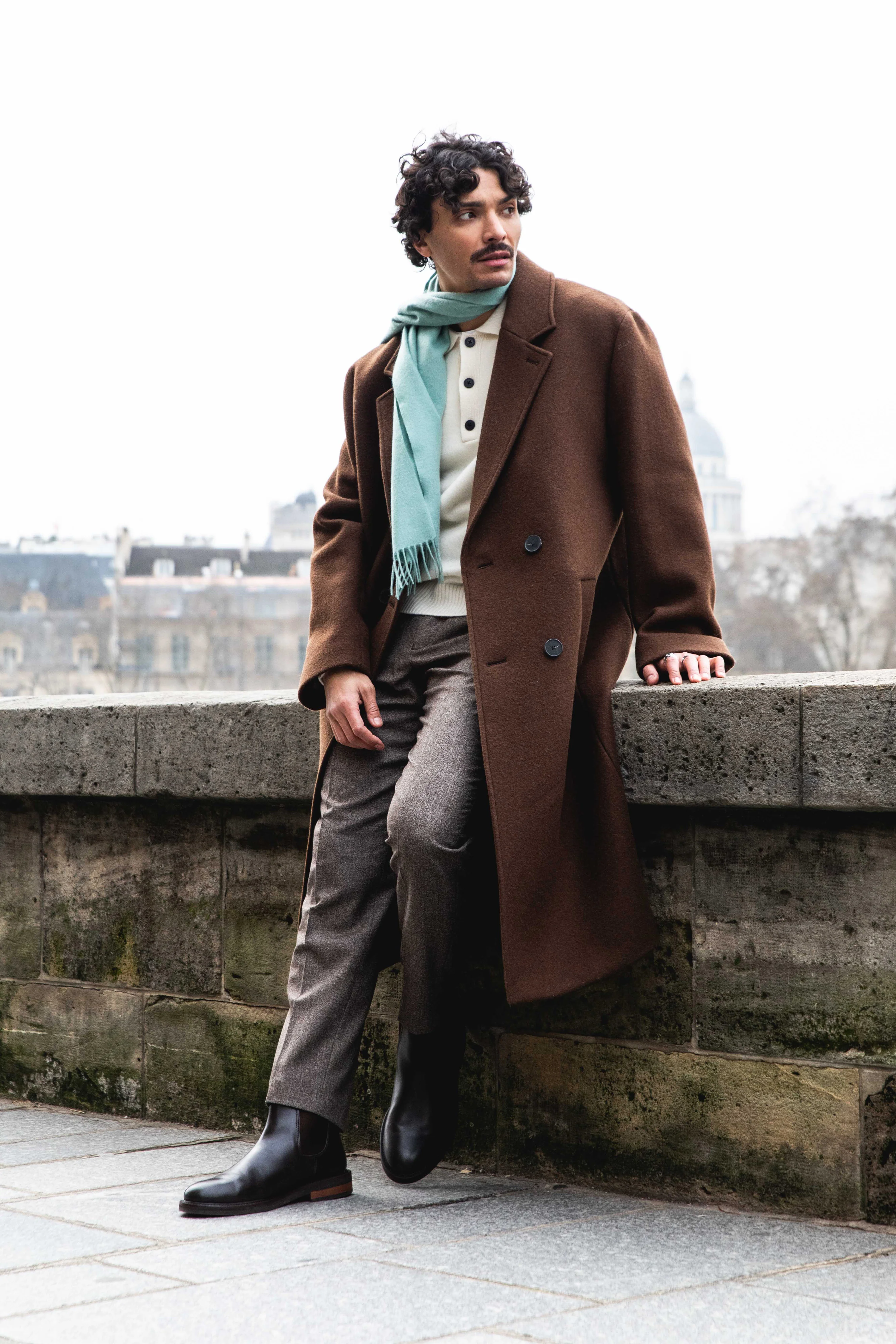 Pantalon à pinces flanelle marron - Image 8