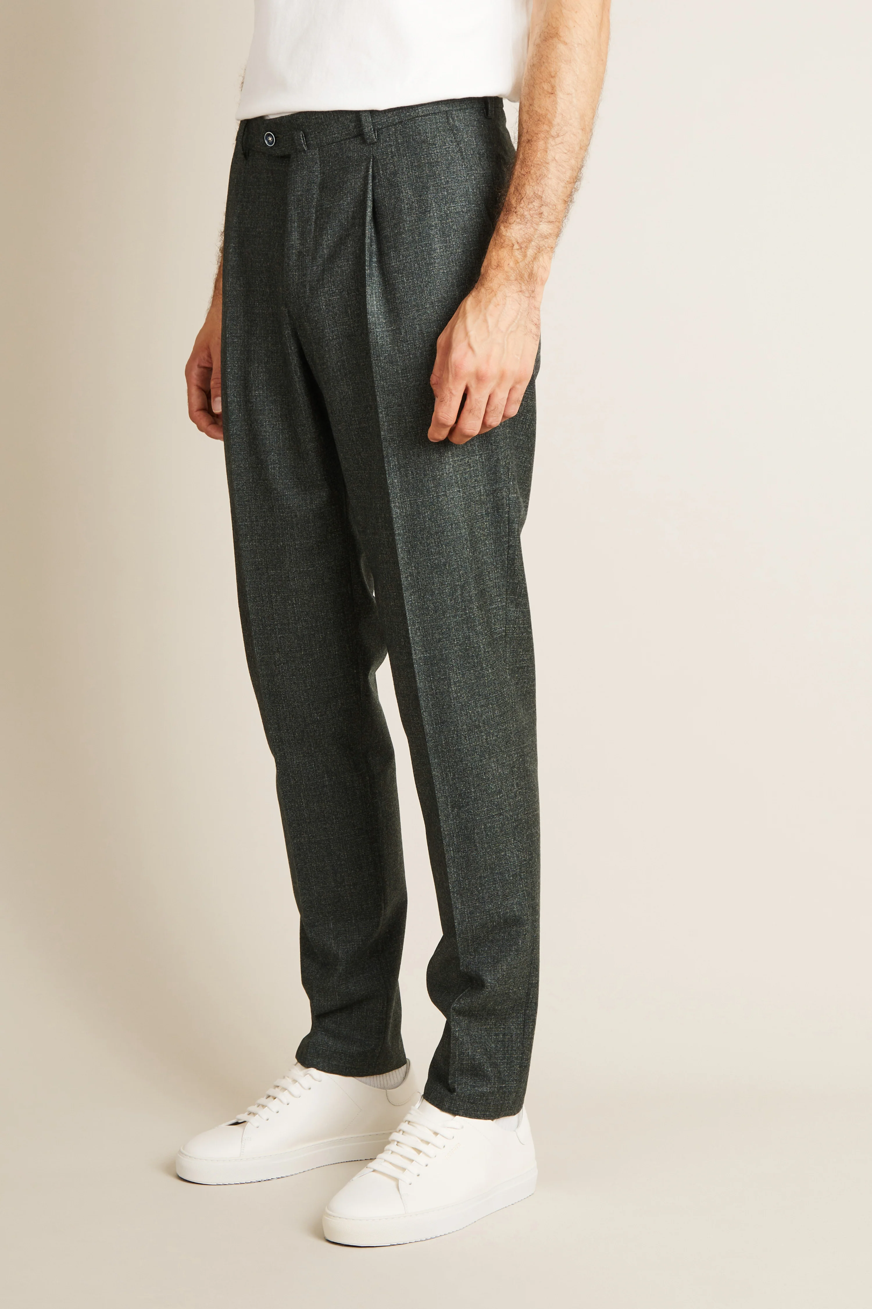 Pantalon à pinces flanelle vert - Image 4