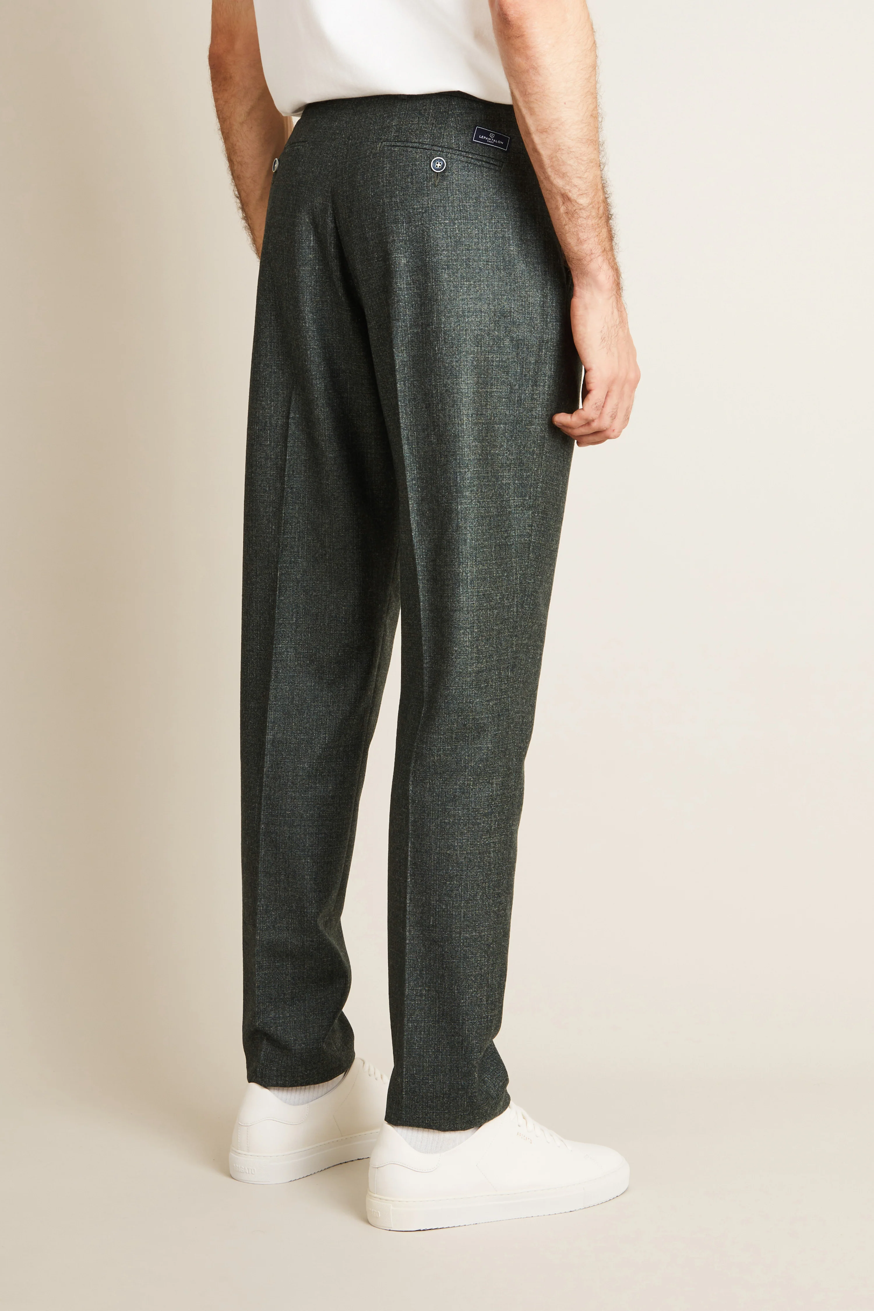 Pantalon à pinces flanelle vert - Image 5