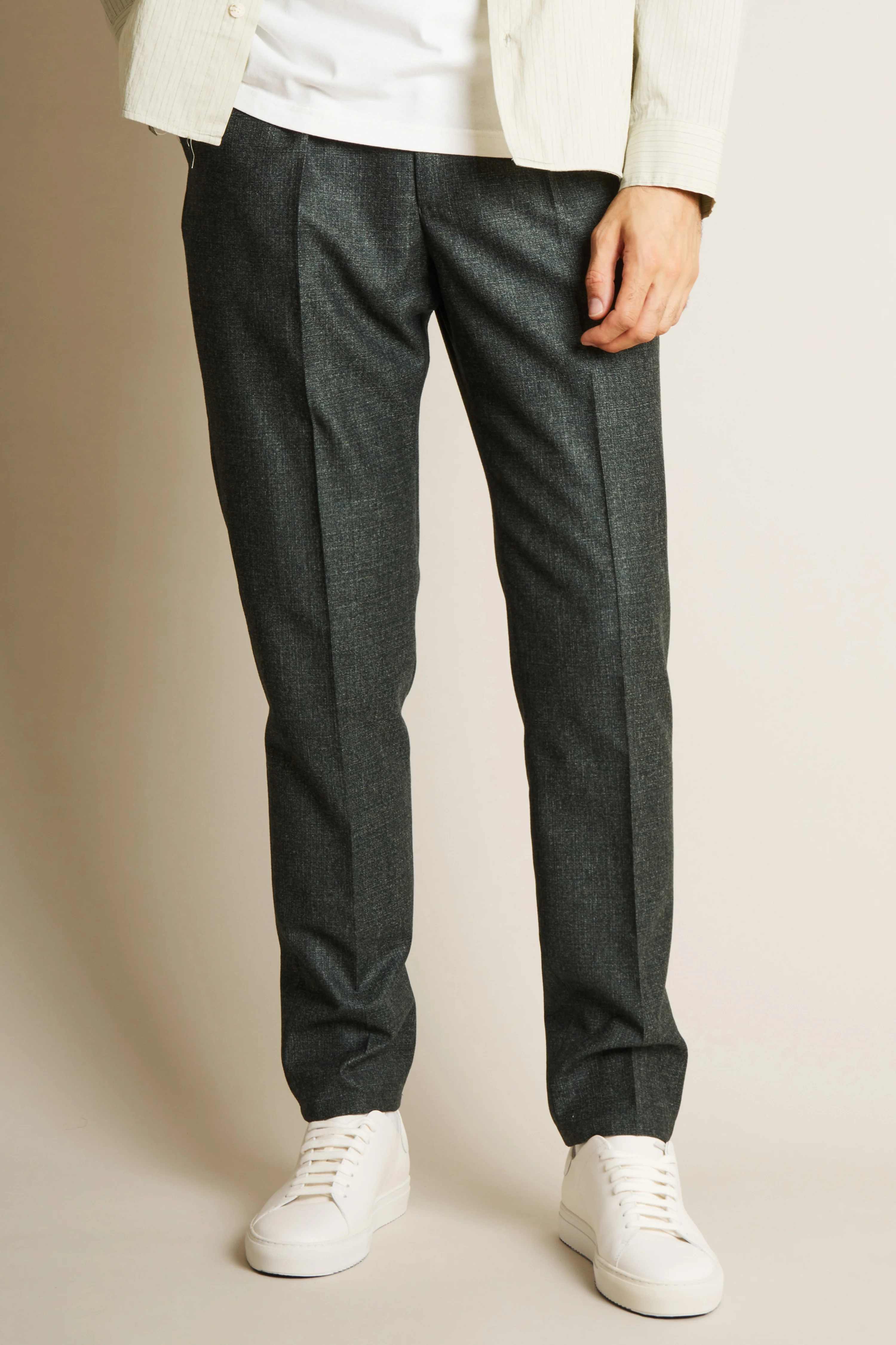 Pantalon à pinces flanelle vert - Image 7