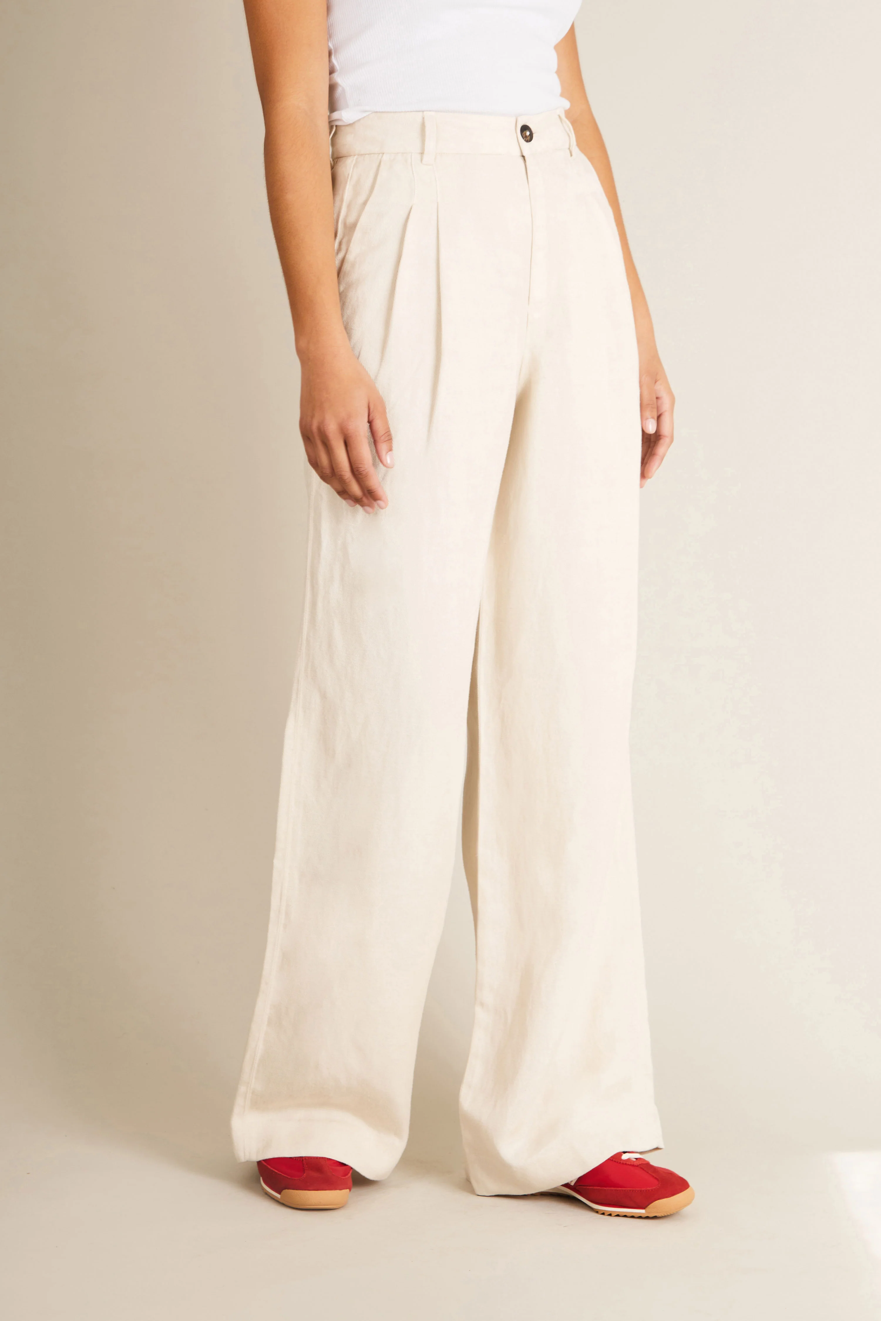 Pantalon à pinces léger écru - Image 5