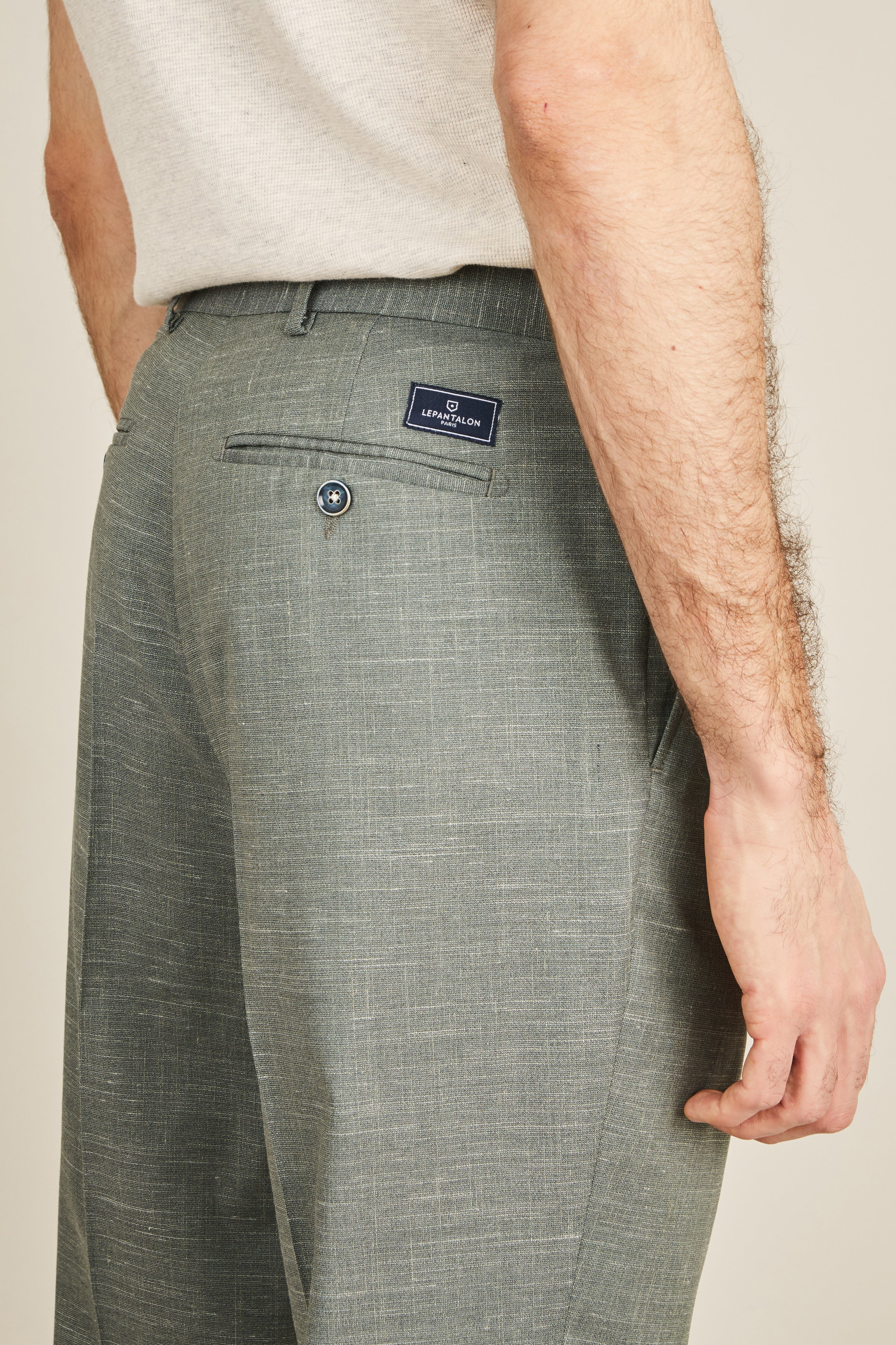 Pantalon à pinces léger vert - Image 3
