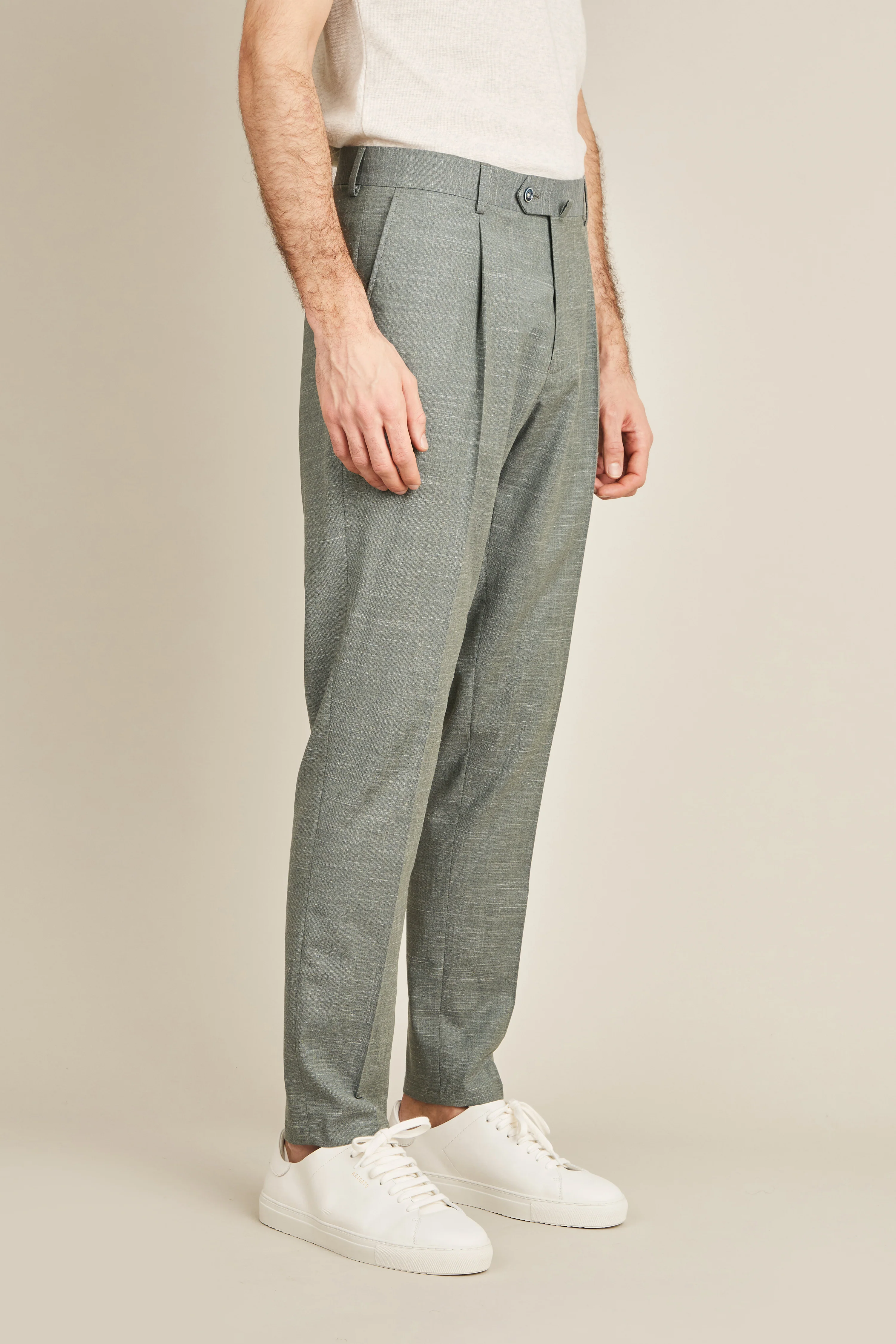 Pantalon à pinces léger vert - Image 4