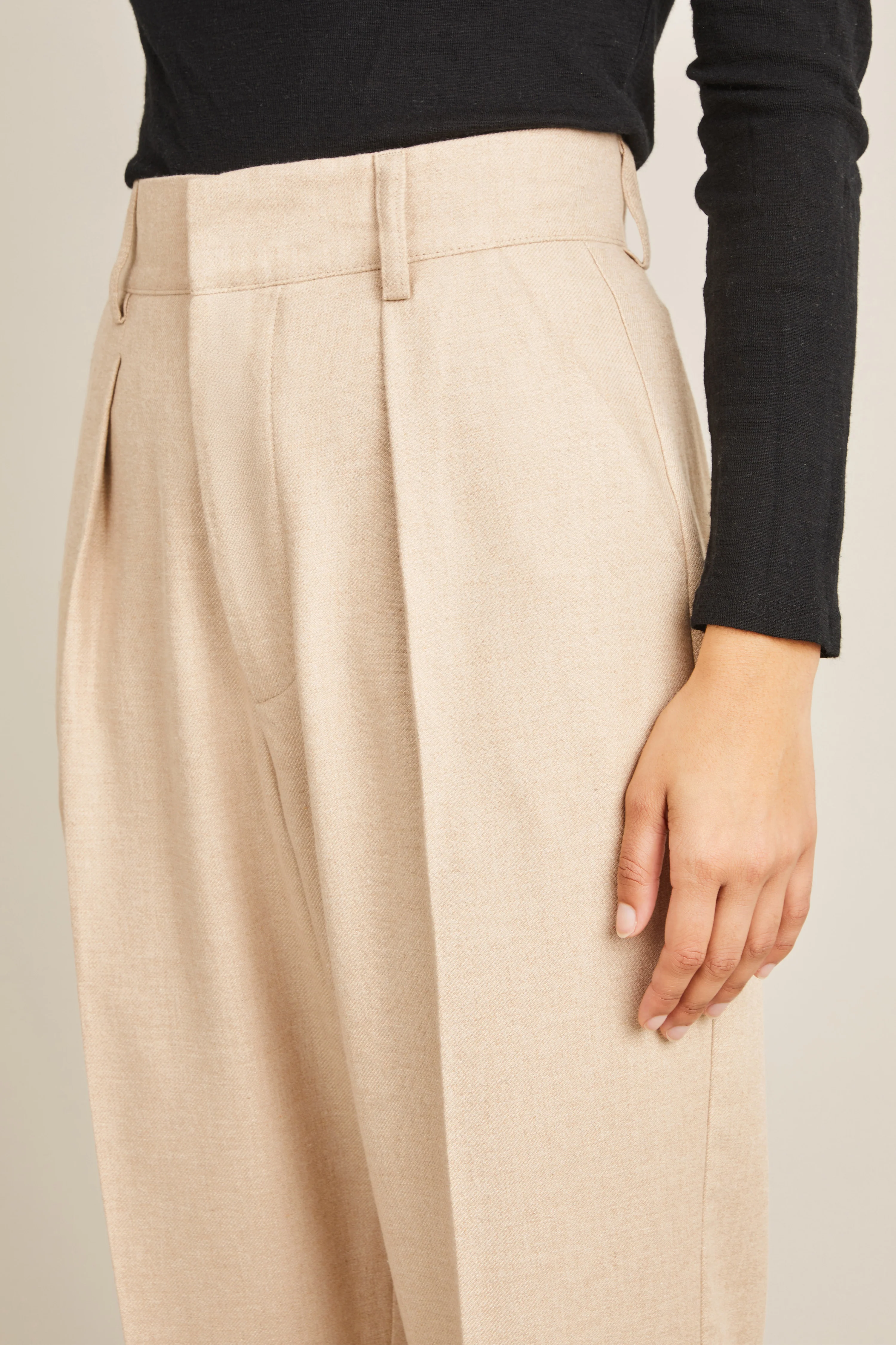 Pantalon cigarette flanelle beige - Image 3