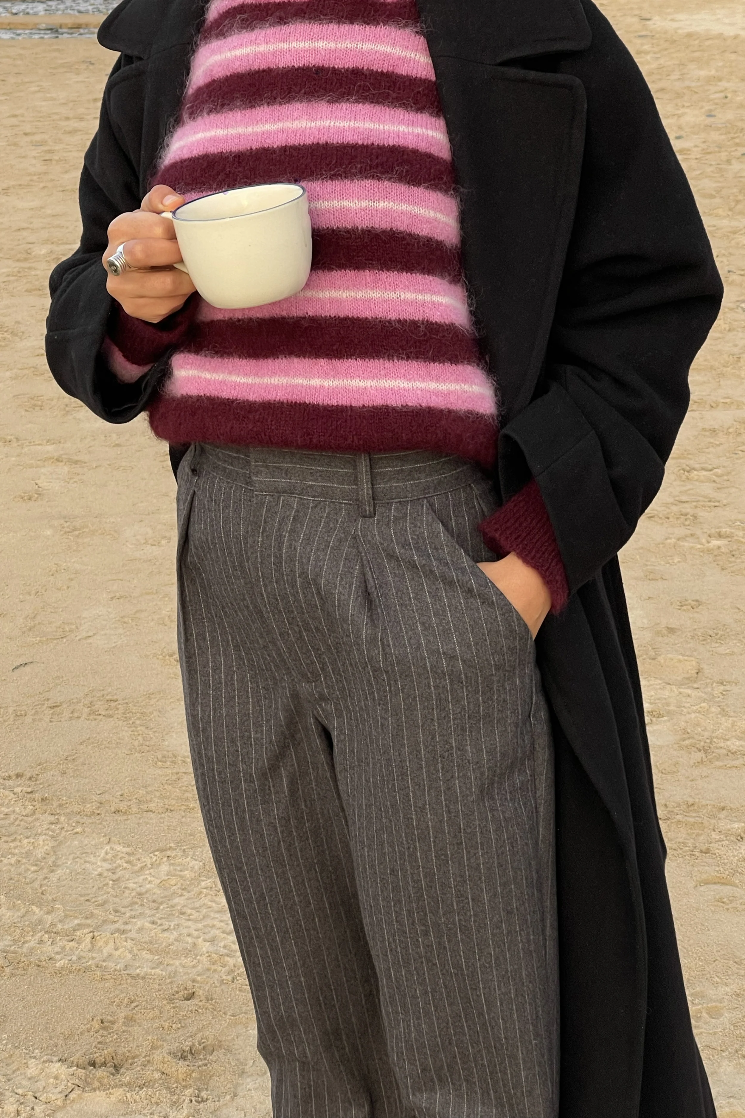 Pantalon cigarette flanelle gris - Image 3