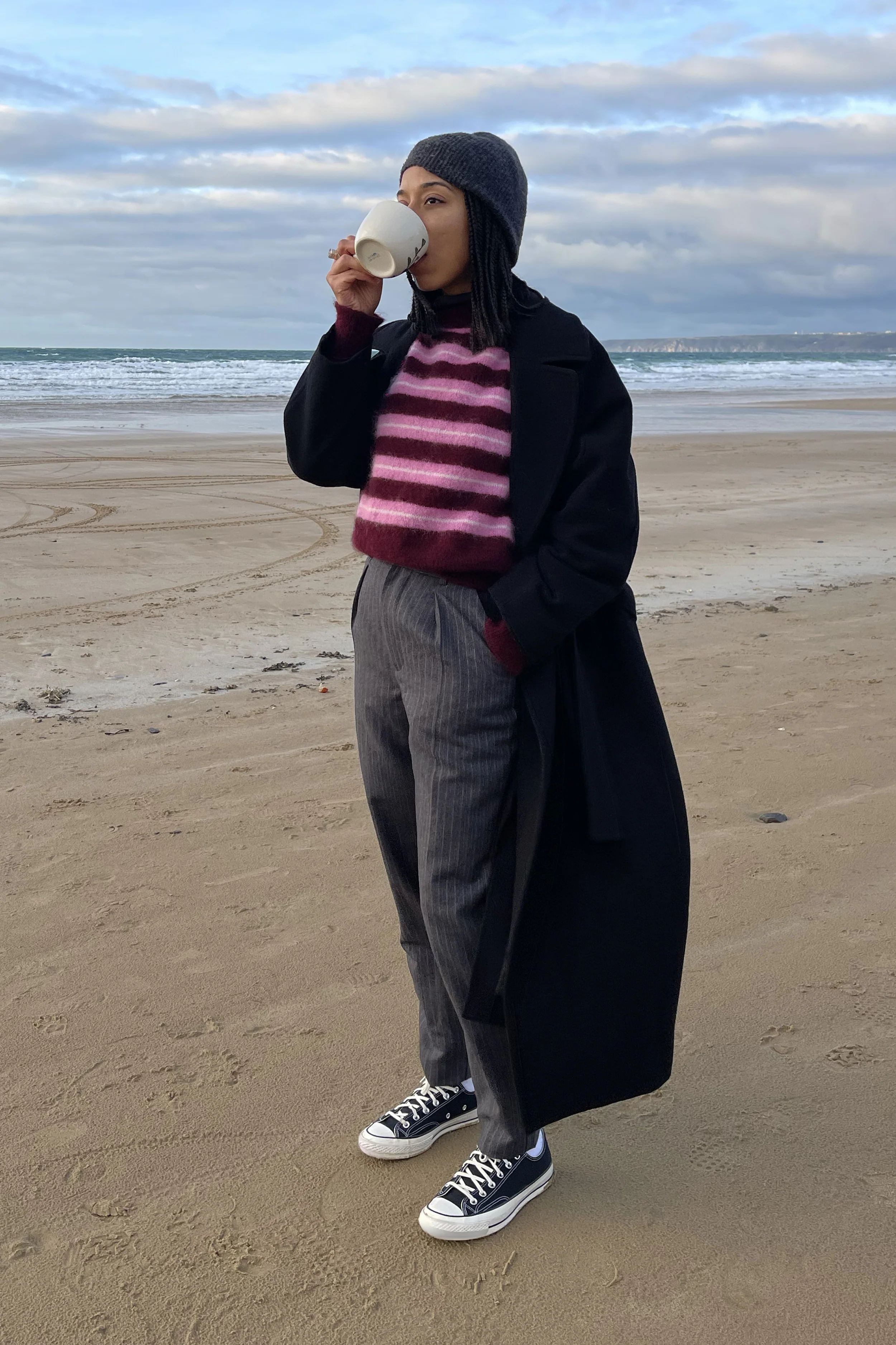 Pantalon cigarette flanelle gris - Image 6