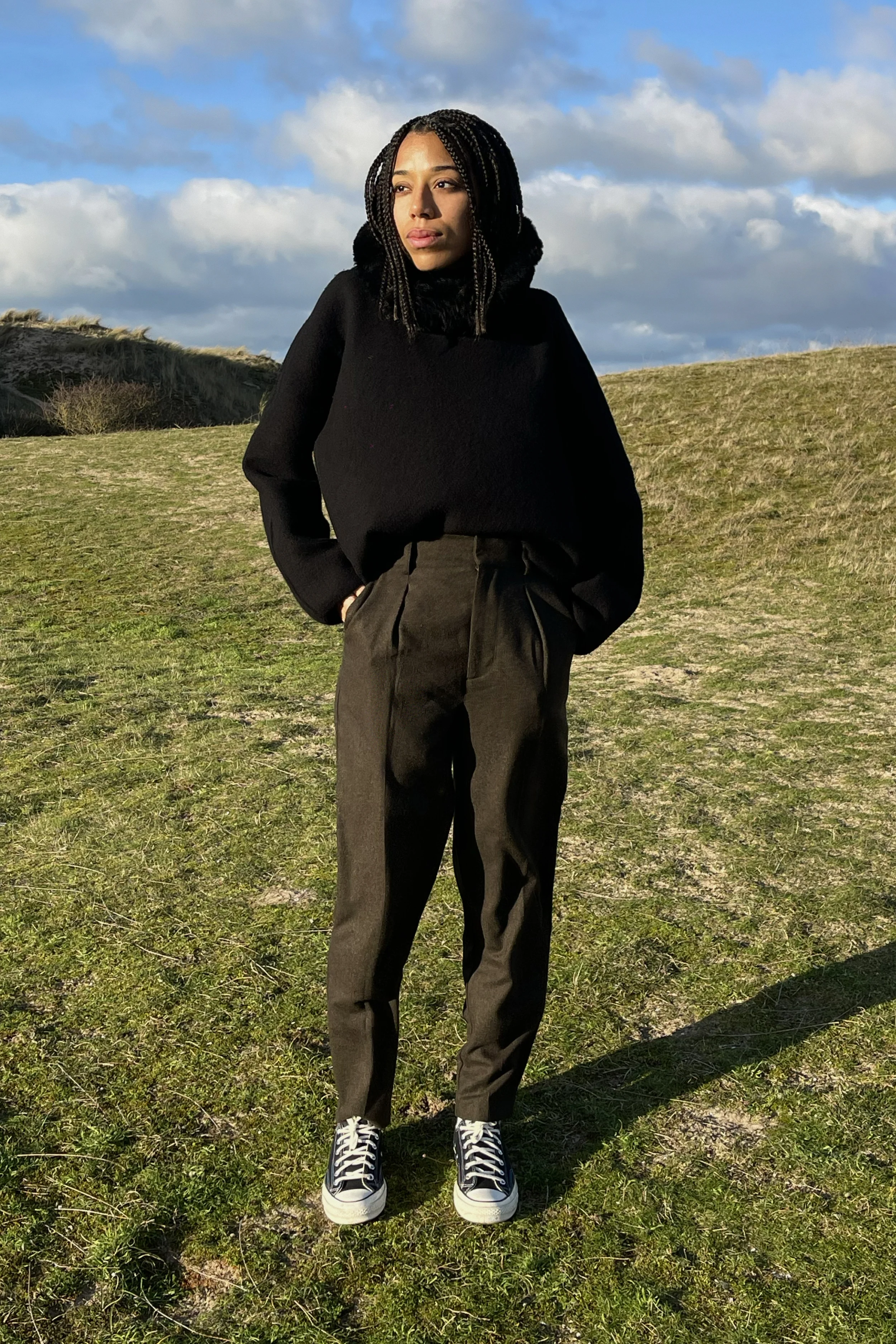 Pantalon cigarette flanelle olive - Image 3