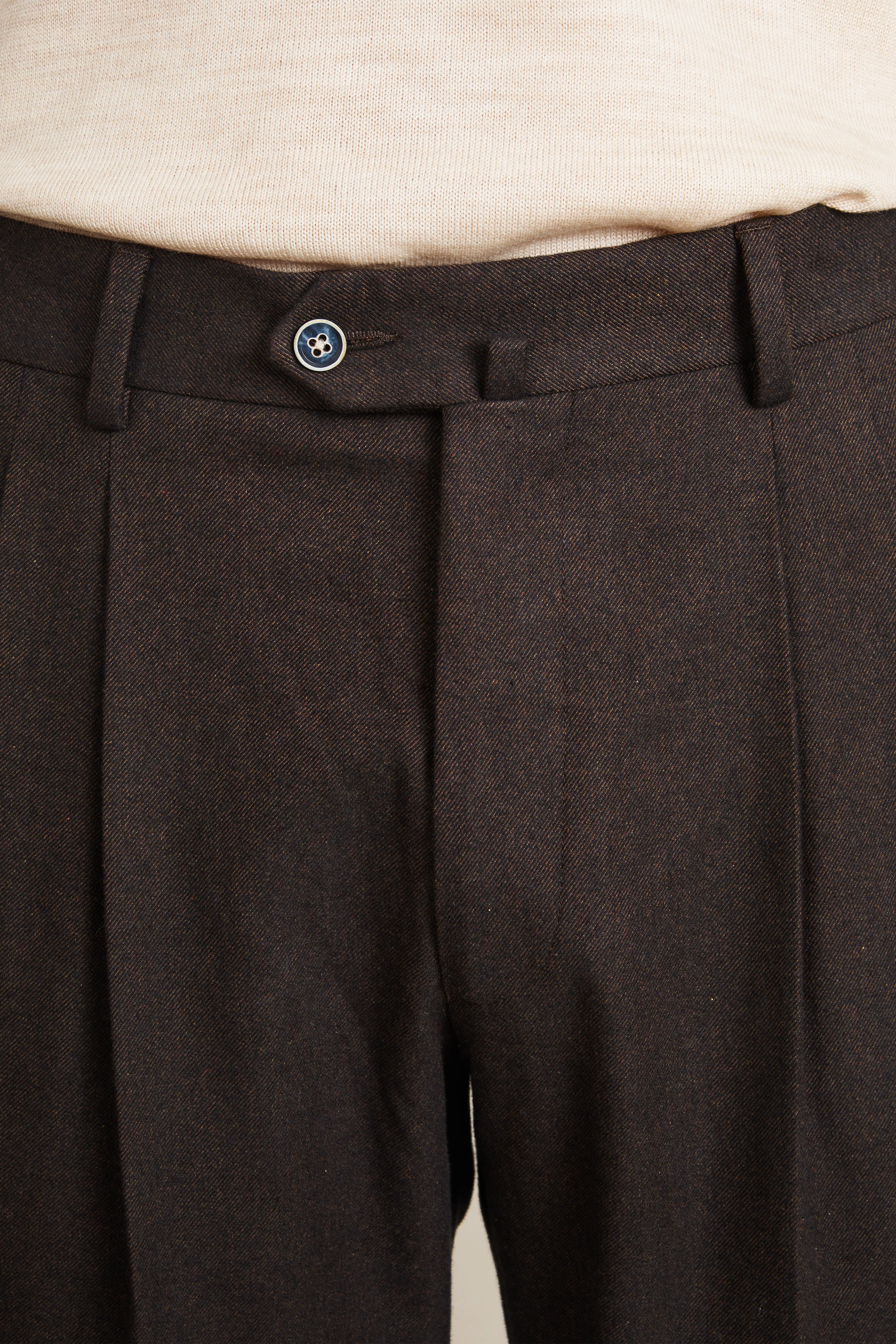 Pantalon double pinces flanelle marron - Image 3