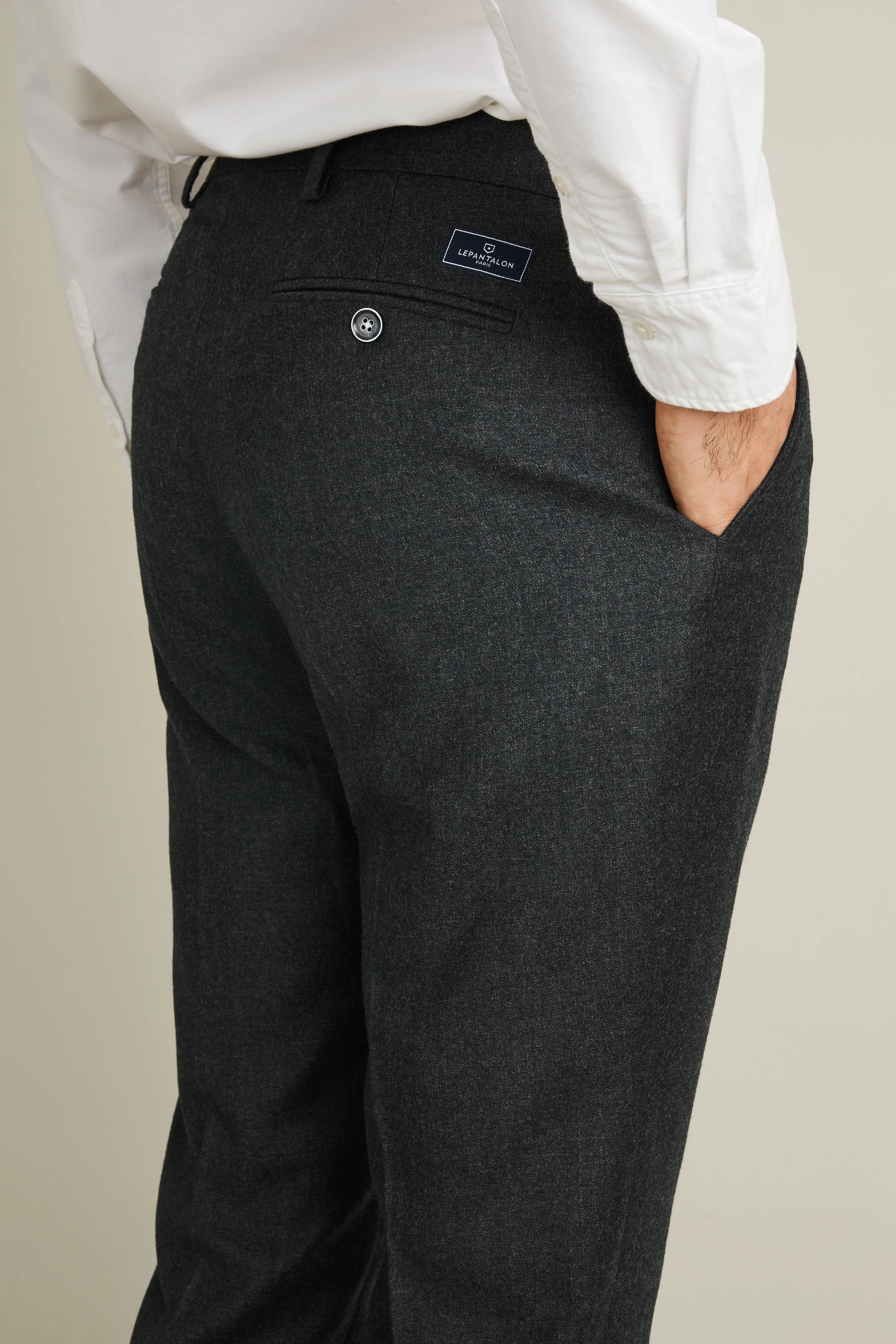 Pantalon flanelle gris anthracite - Image 3
