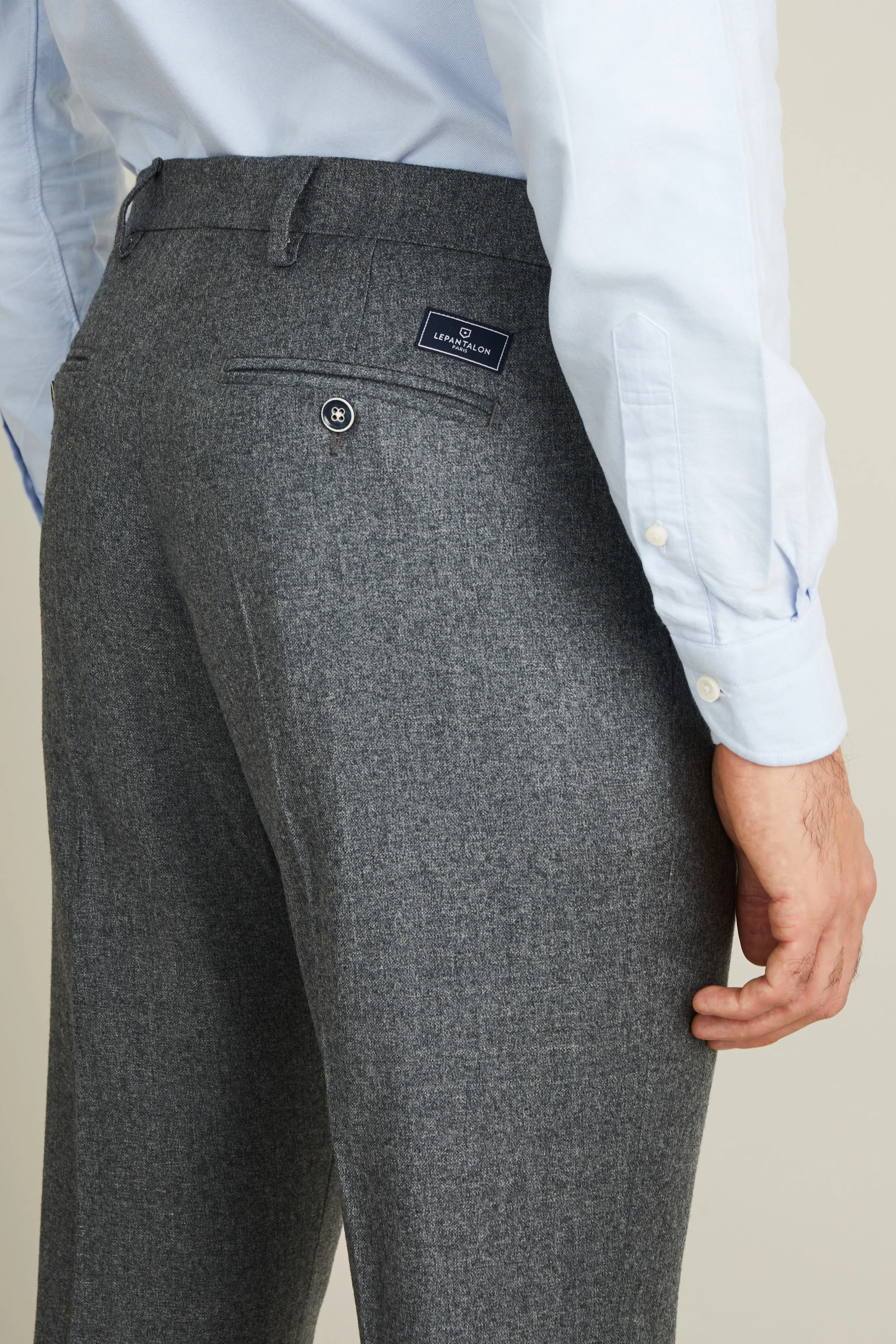 Pantalon flanelle gris chiné - Image 3