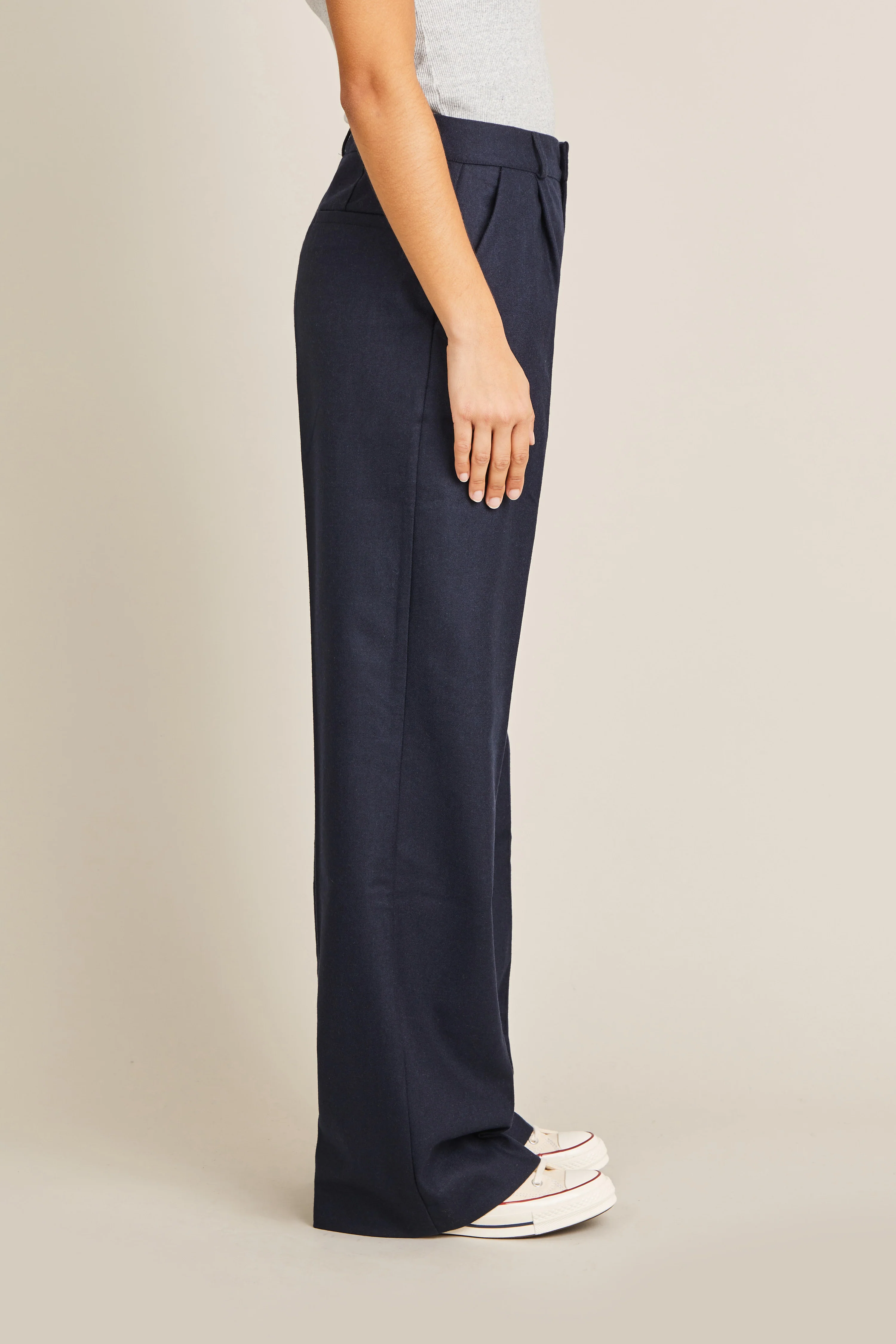 Pantalon flanelle palazzo bleu marine - Image 5