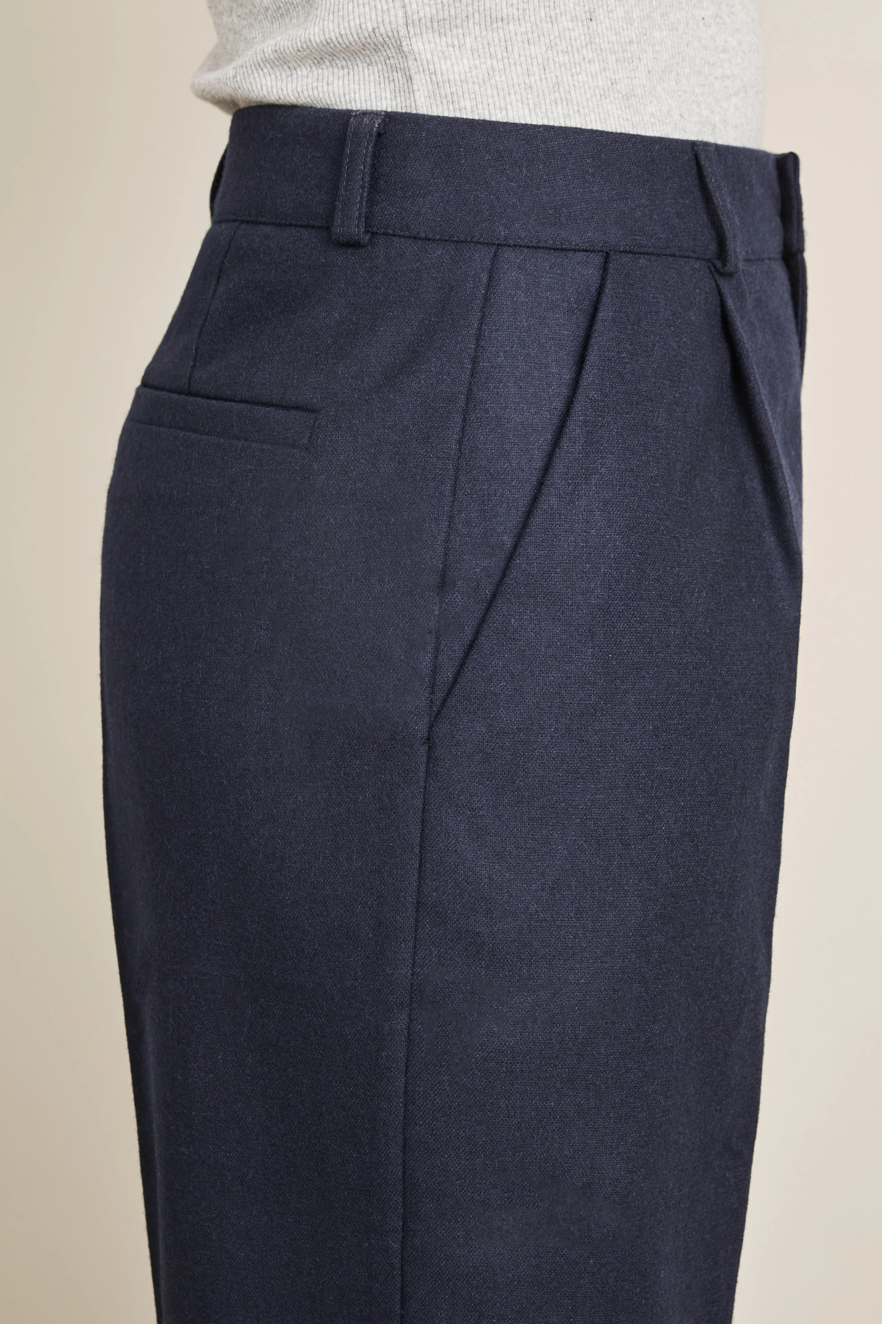 Pantalon flanelle palazzo bleu marine - Image 6