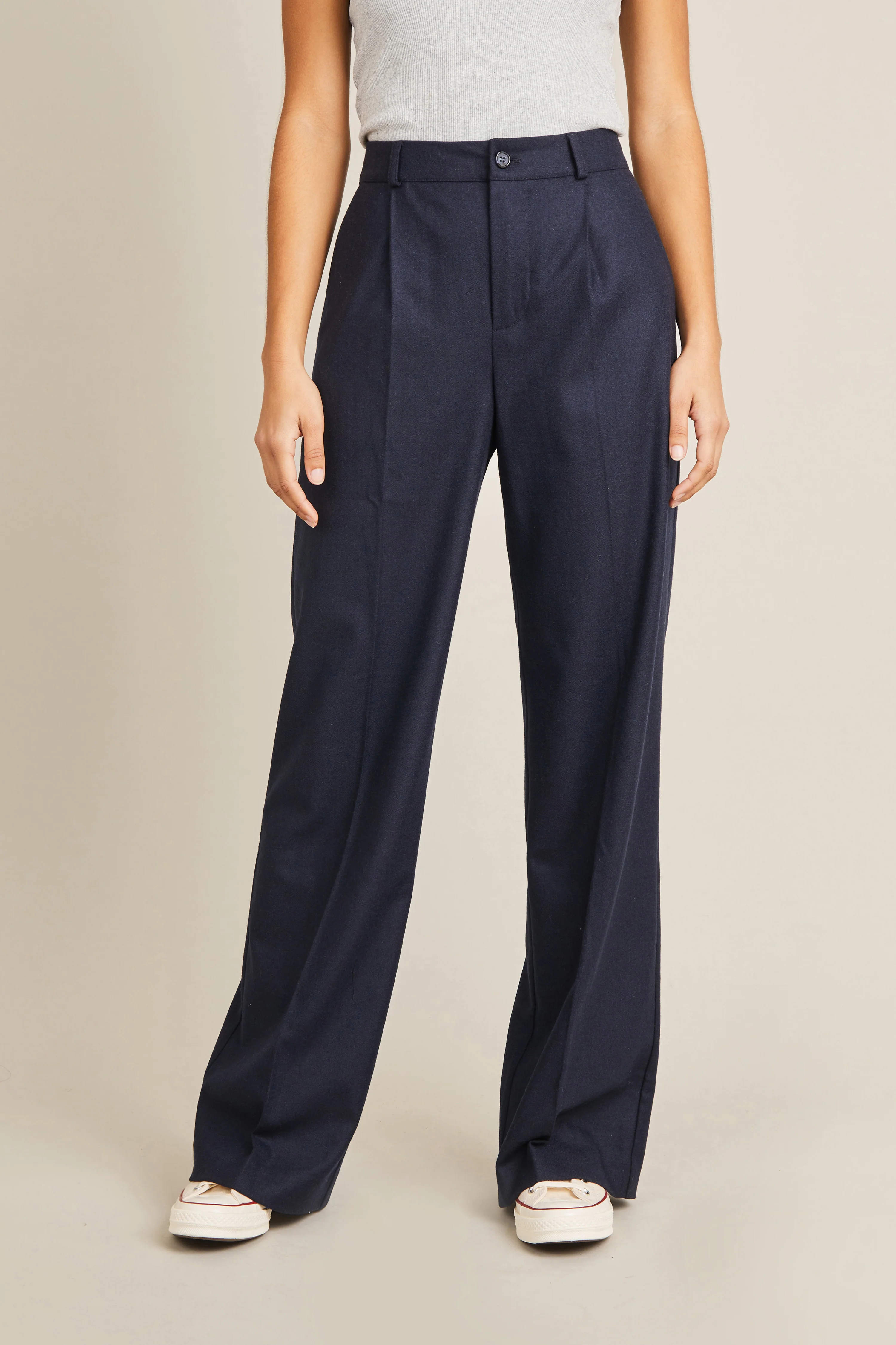 Pantalon flanelle palazzo bleu marine - Image 8