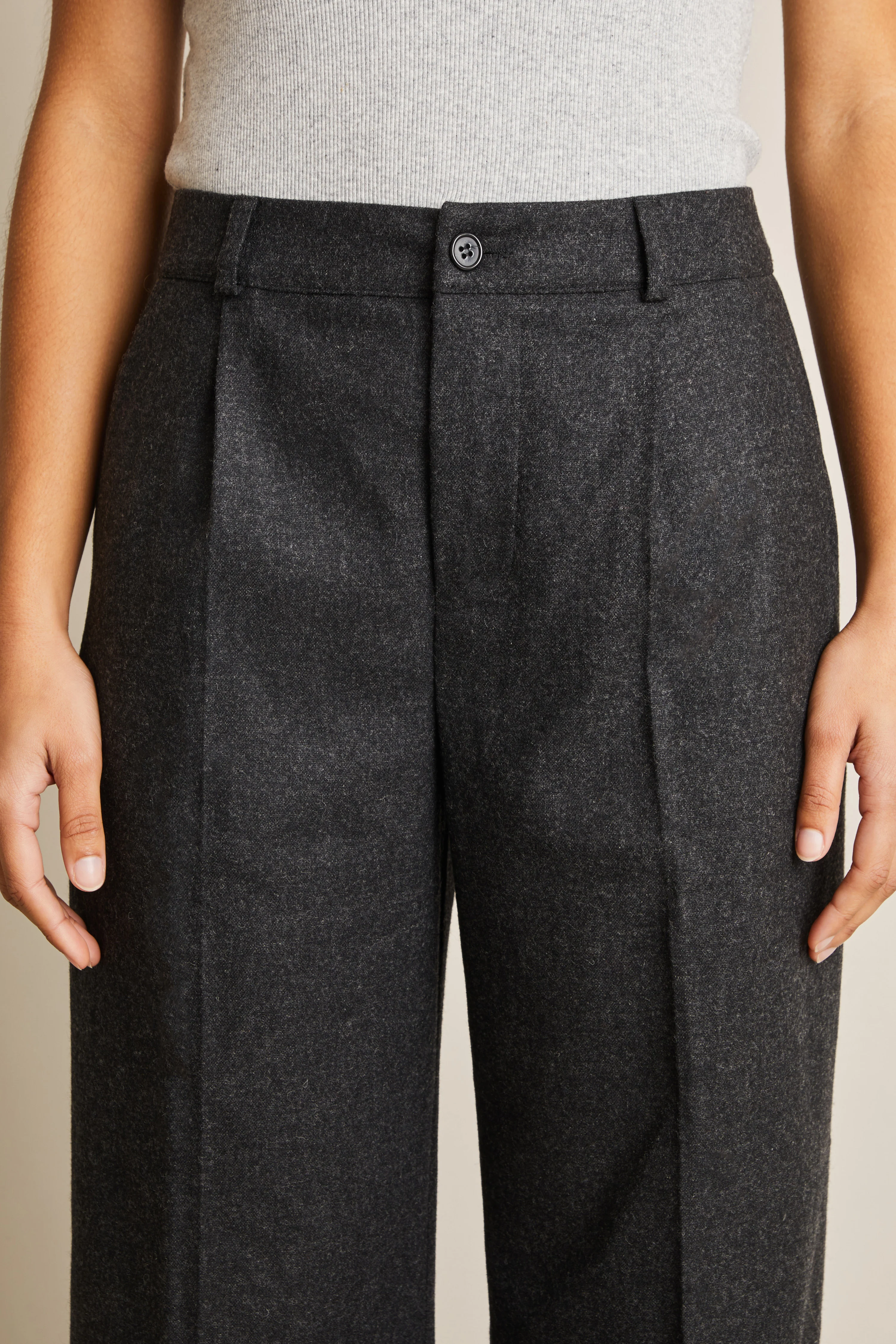 Pantalon flanelle palazzo gris anthracite - Image 3