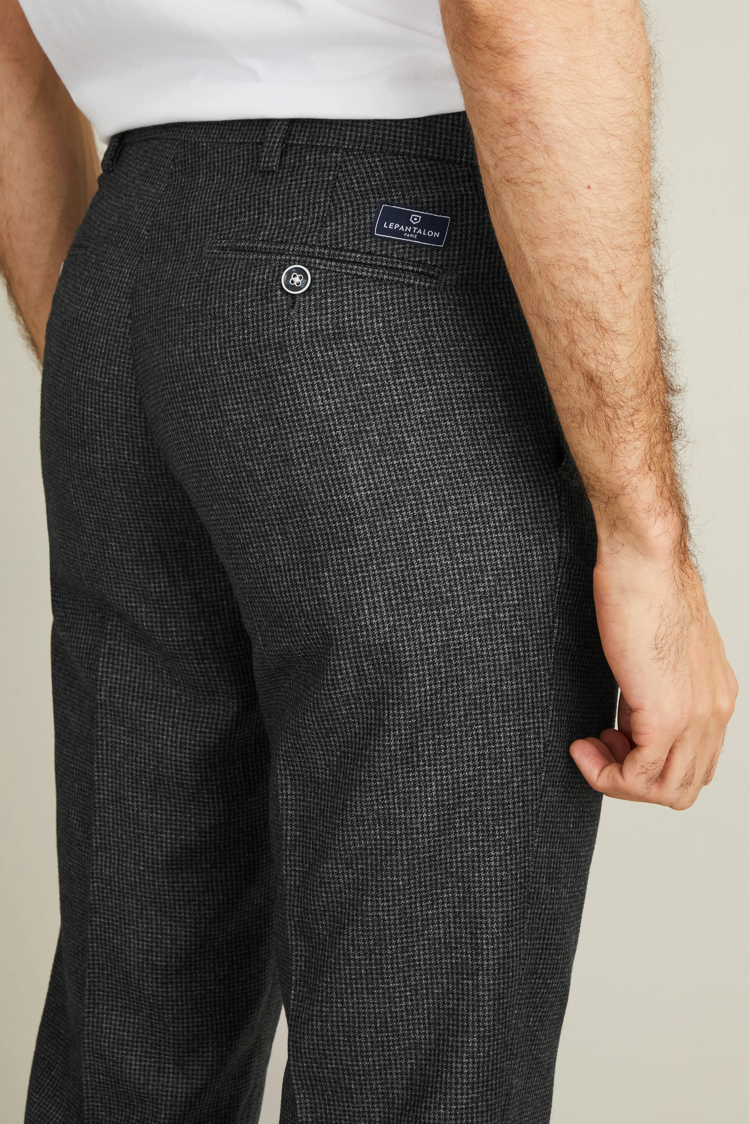 Pantalon flanelle pied de puce gris - Image 3