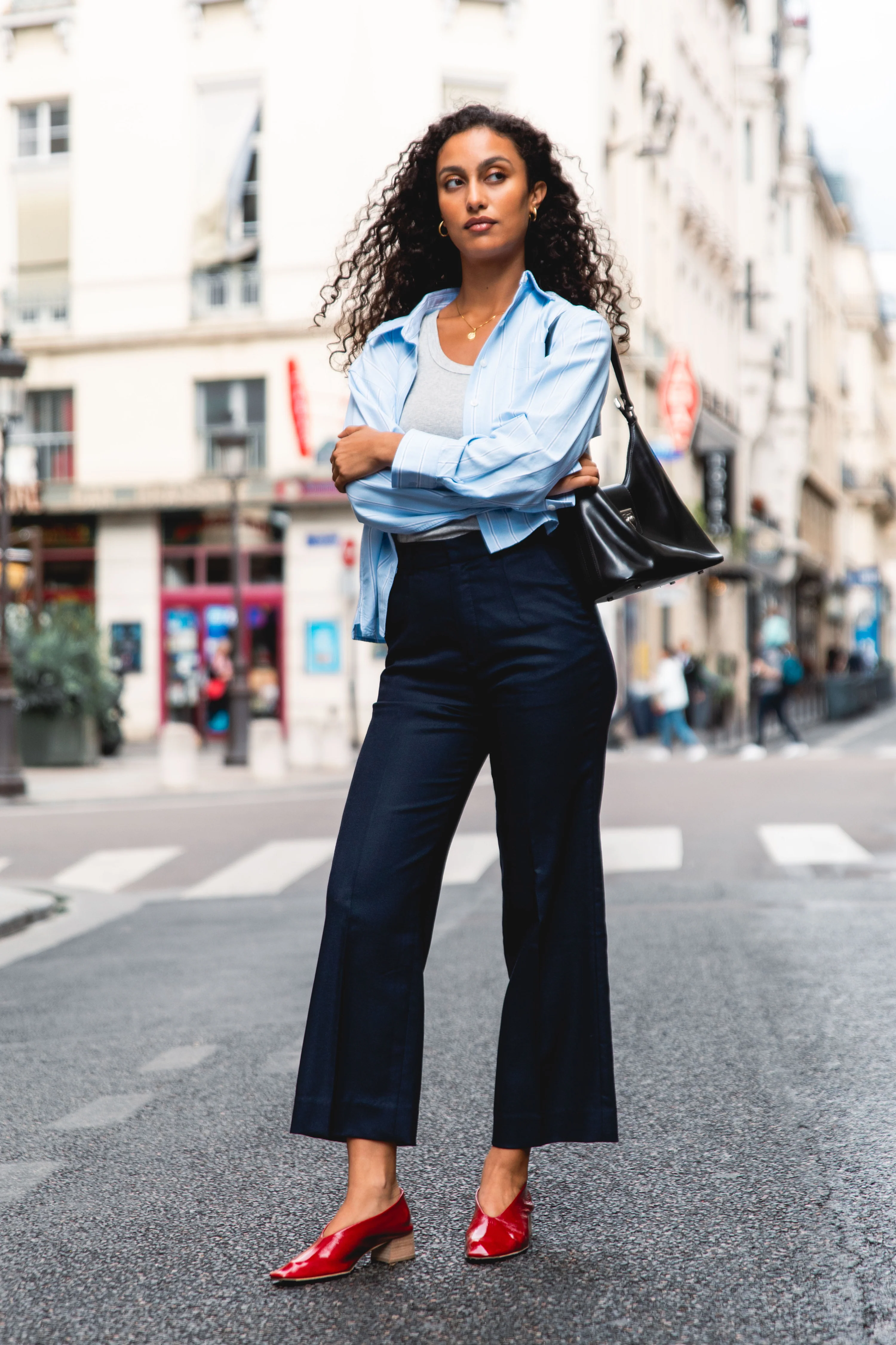 Pantalon flare bleu marine - Image 6