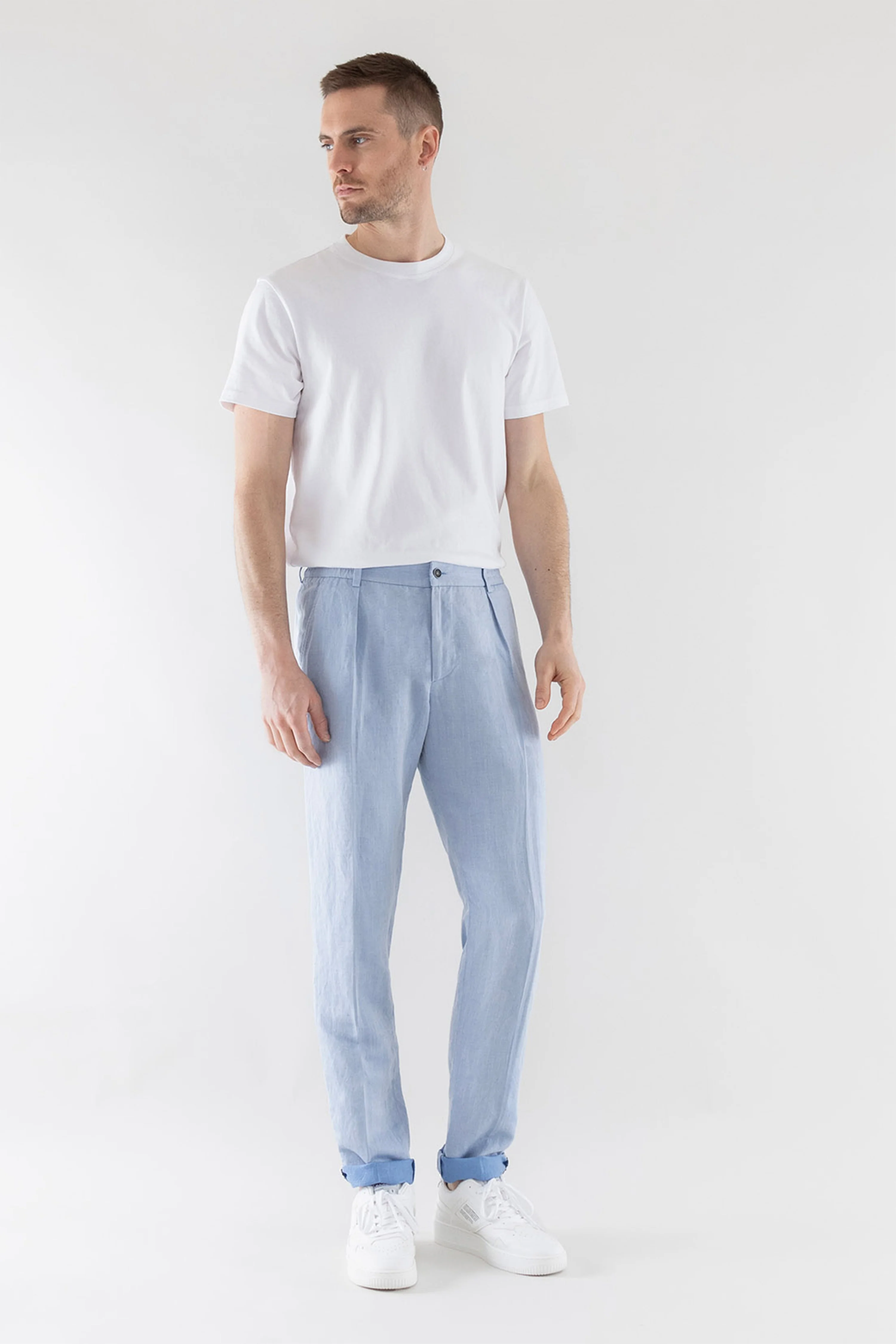 Pantalon à pinces léger bleu ciel - Image 4