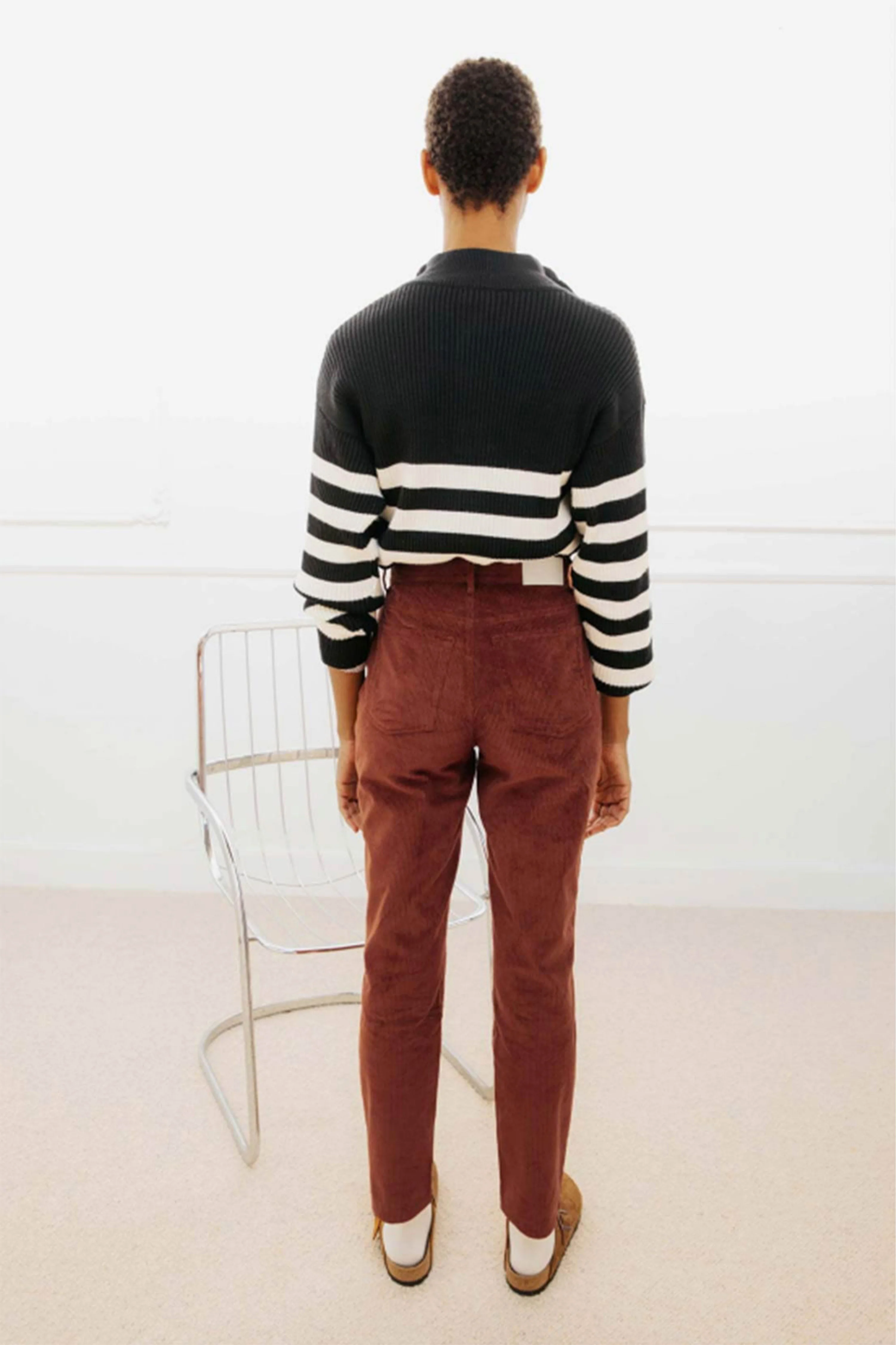 Pantalon en velours droit rouge brique - Image 6