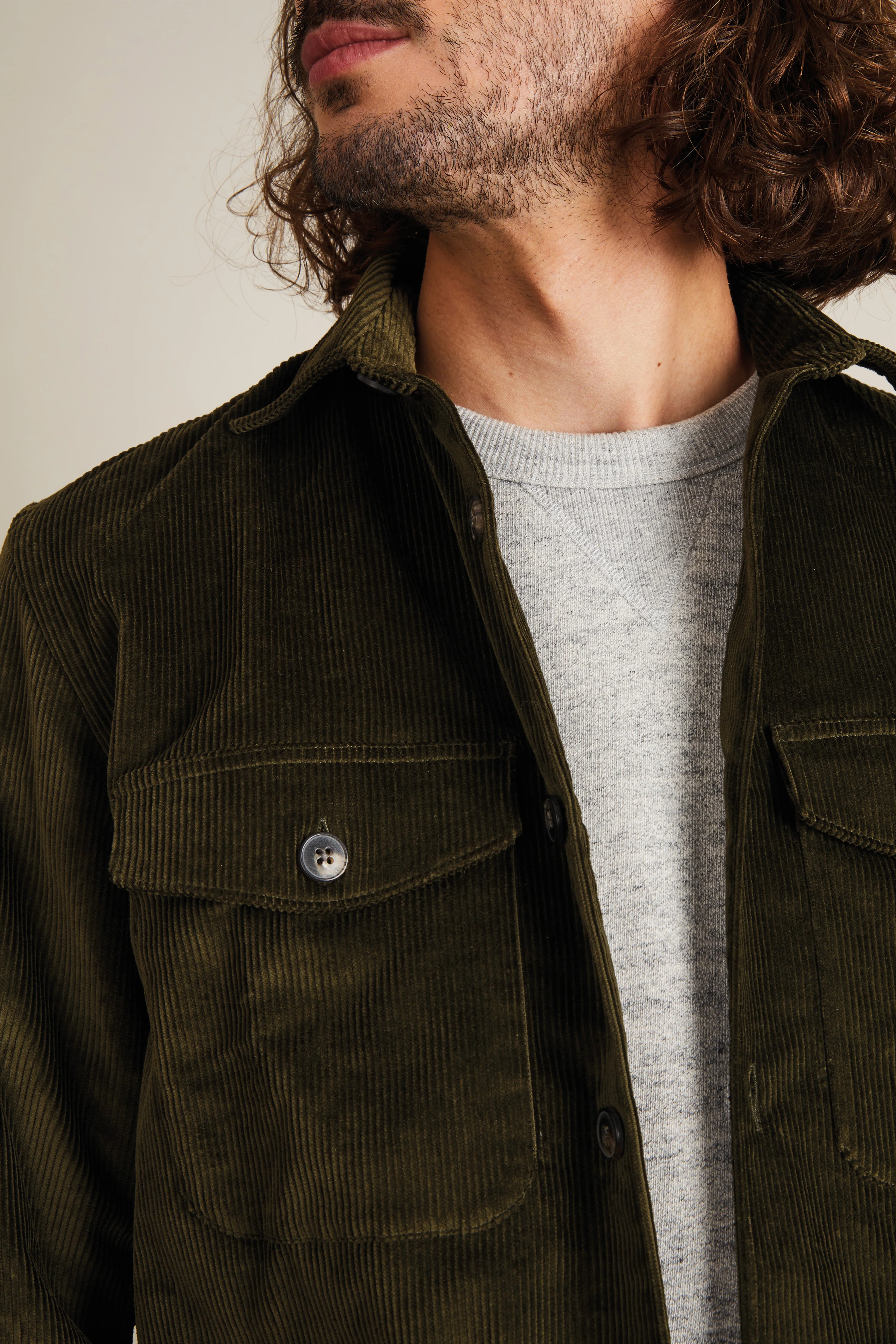 Surchemise velours kaki - Image 5
