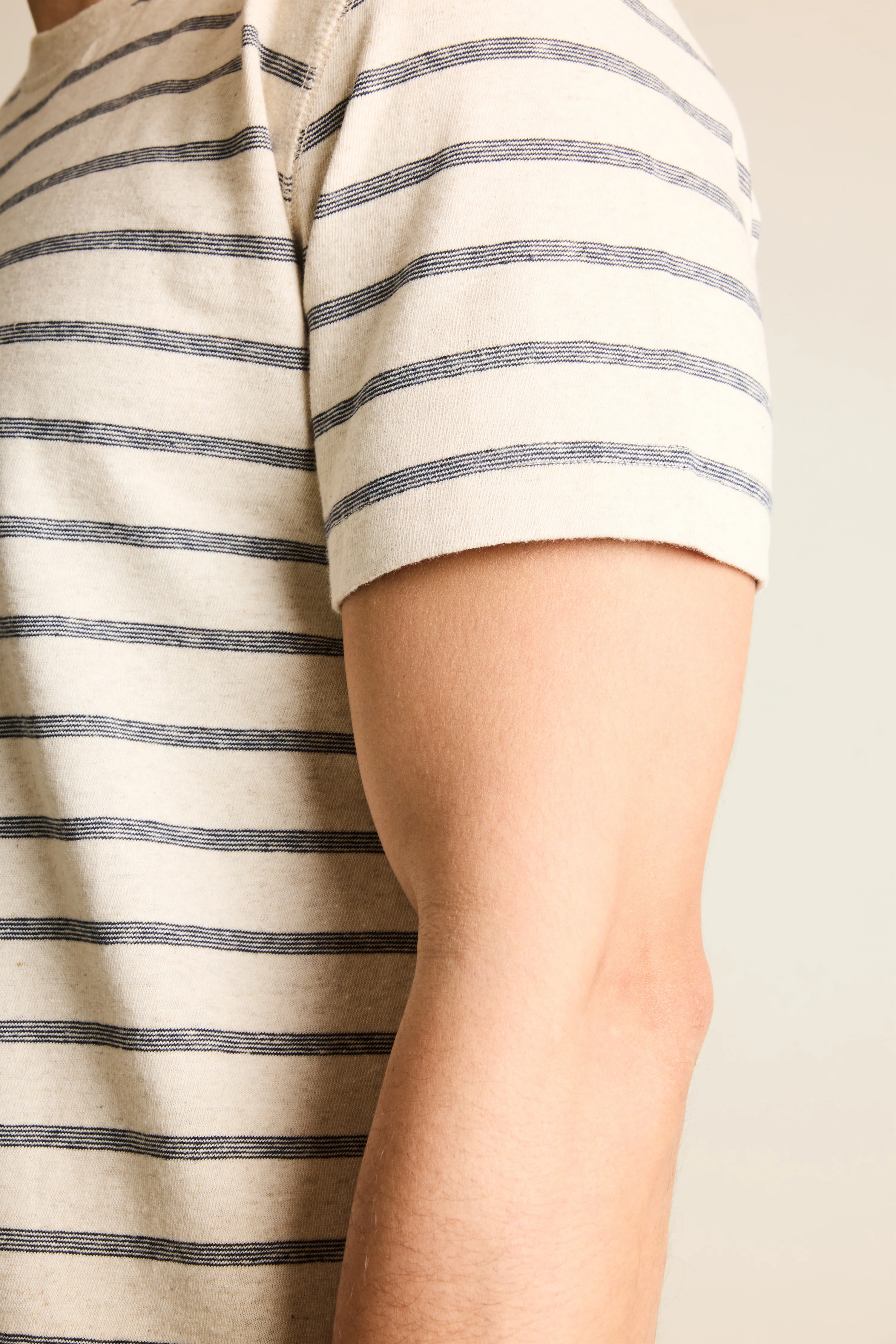 Tee-shirt coton-lin marinière bleu marine - Image 3