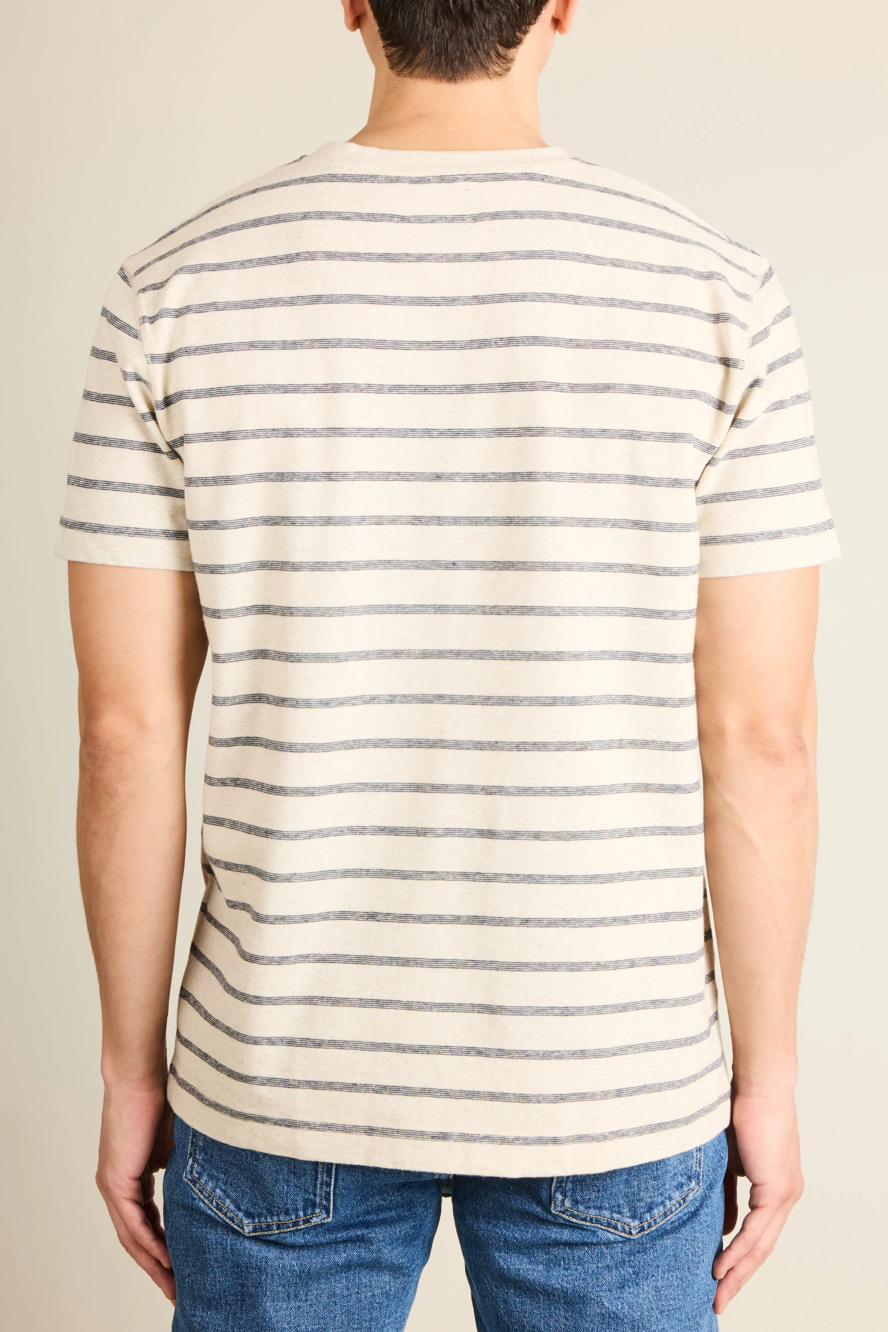 Tee-shirt coton-lin marinière bleu marine - Image 5