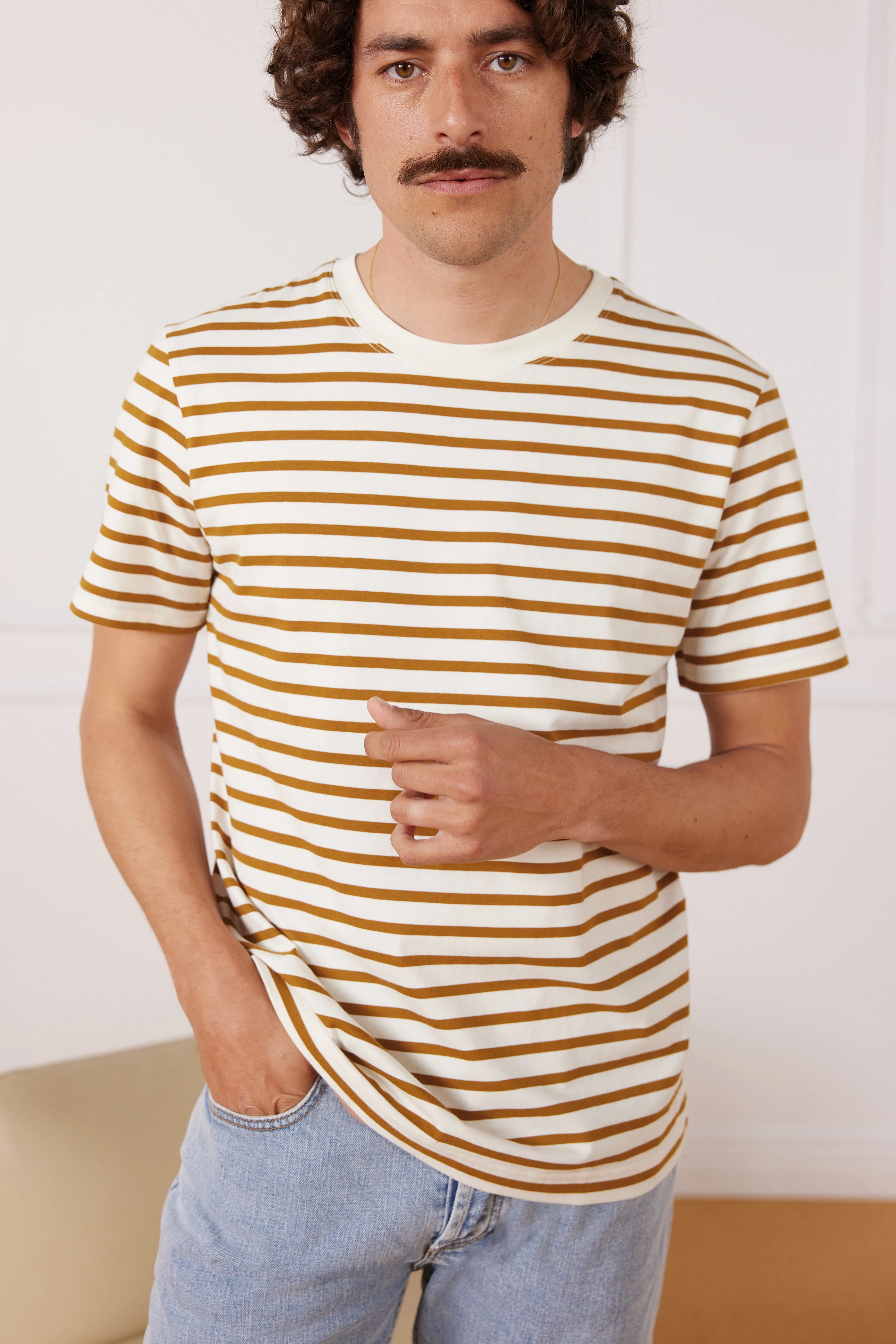 Tee-shirt Marinière Camel - Image 3